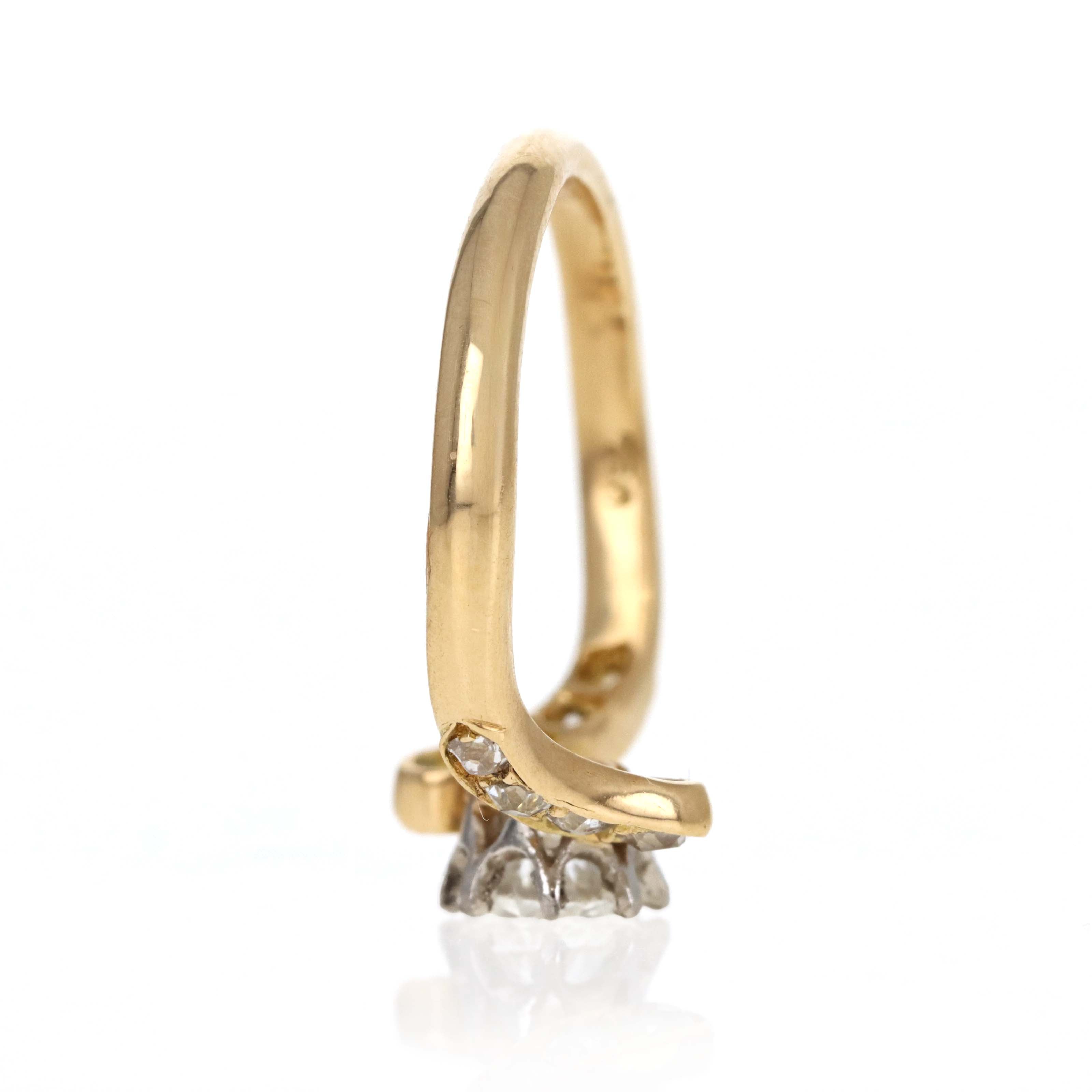 Victorian Inspired 18K Yellow Gold 0.50 Carat Old European Cut Diamond "Toi et Moi" Ring