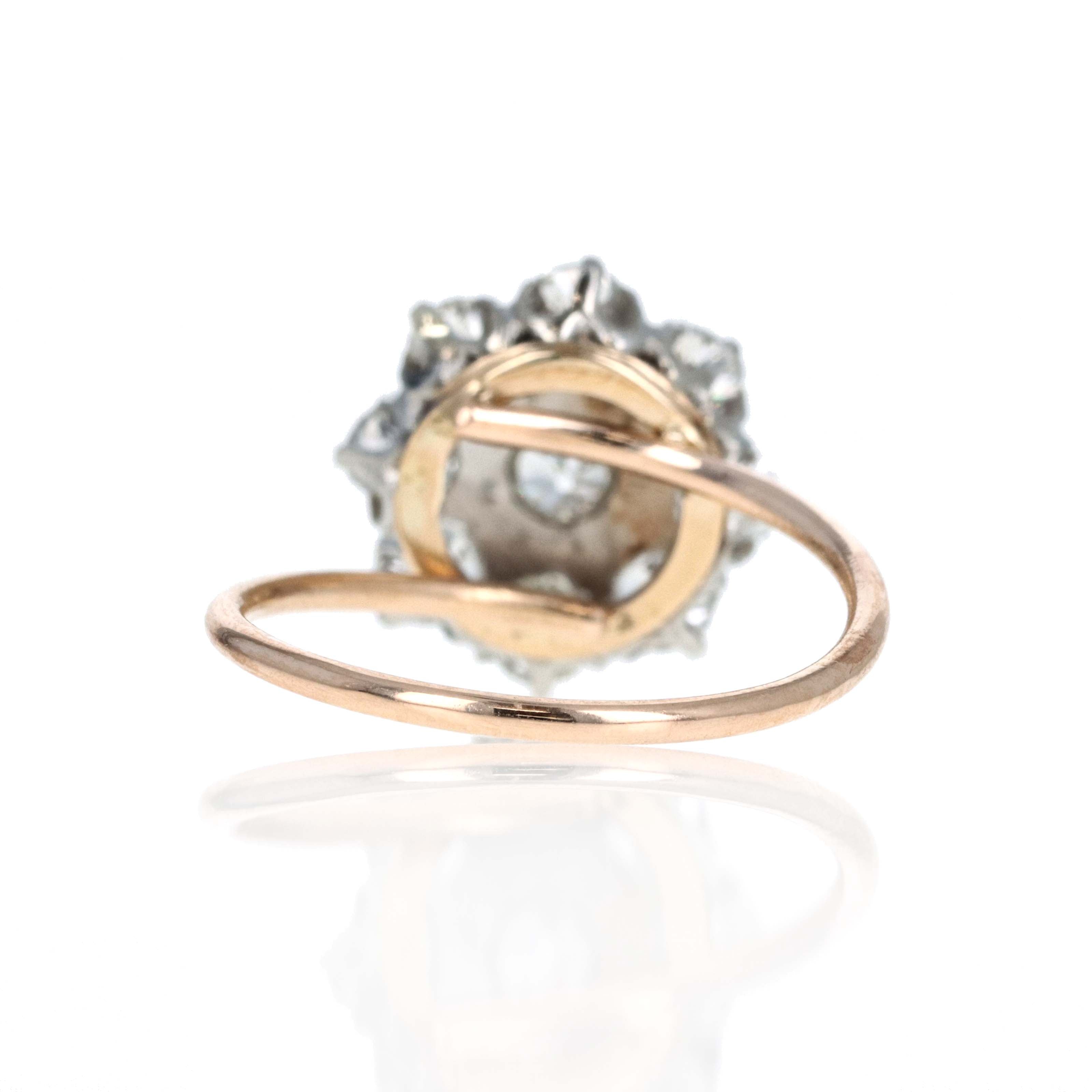 Victorian Old Mine Diamond Cluster Stick Pin Conversion Ring - Queen May