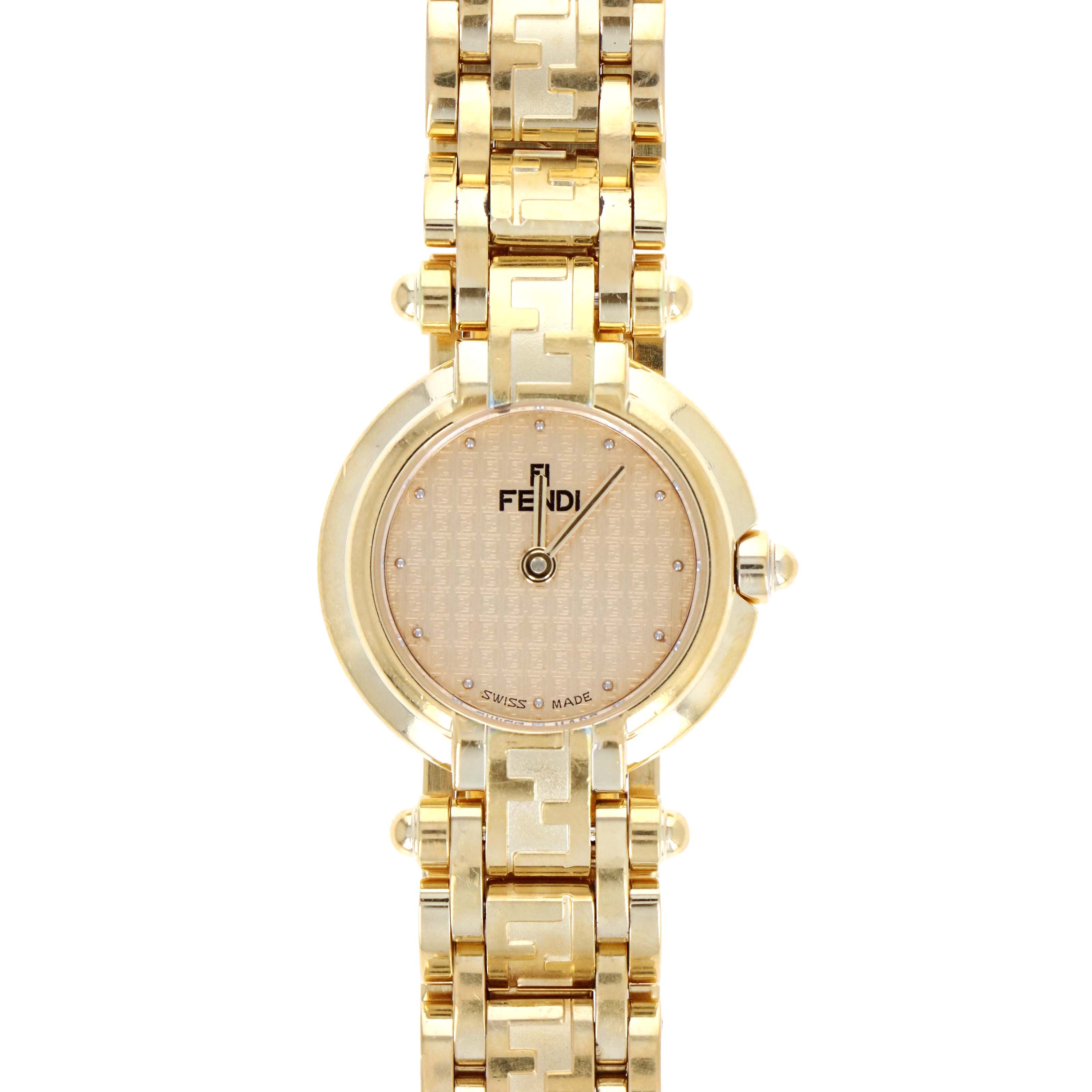 Rare Fendi Orologi 770L Gold-Plated FF Logo Dial Ladies Watch - Queen May