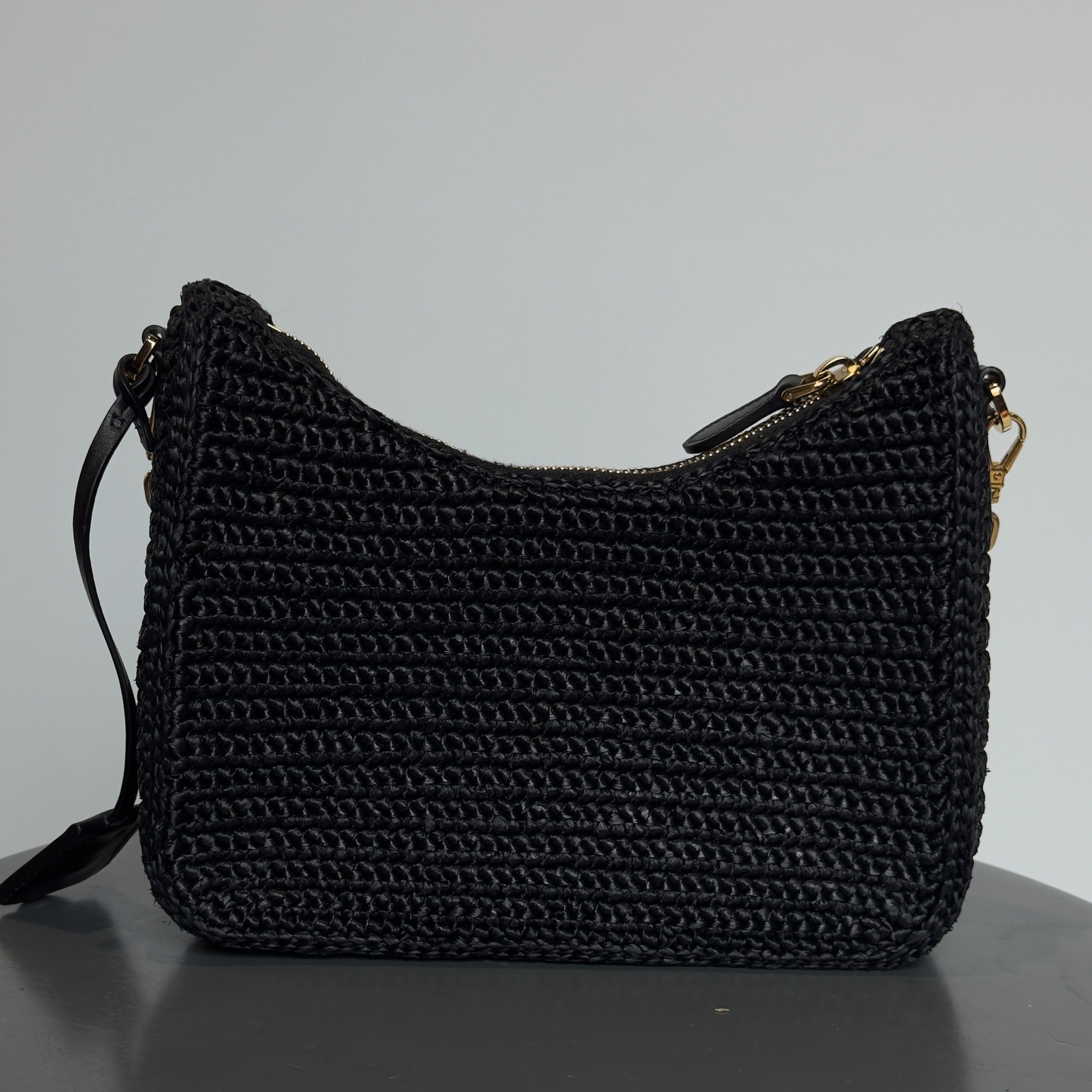 Prada Saffiano Black Raffia