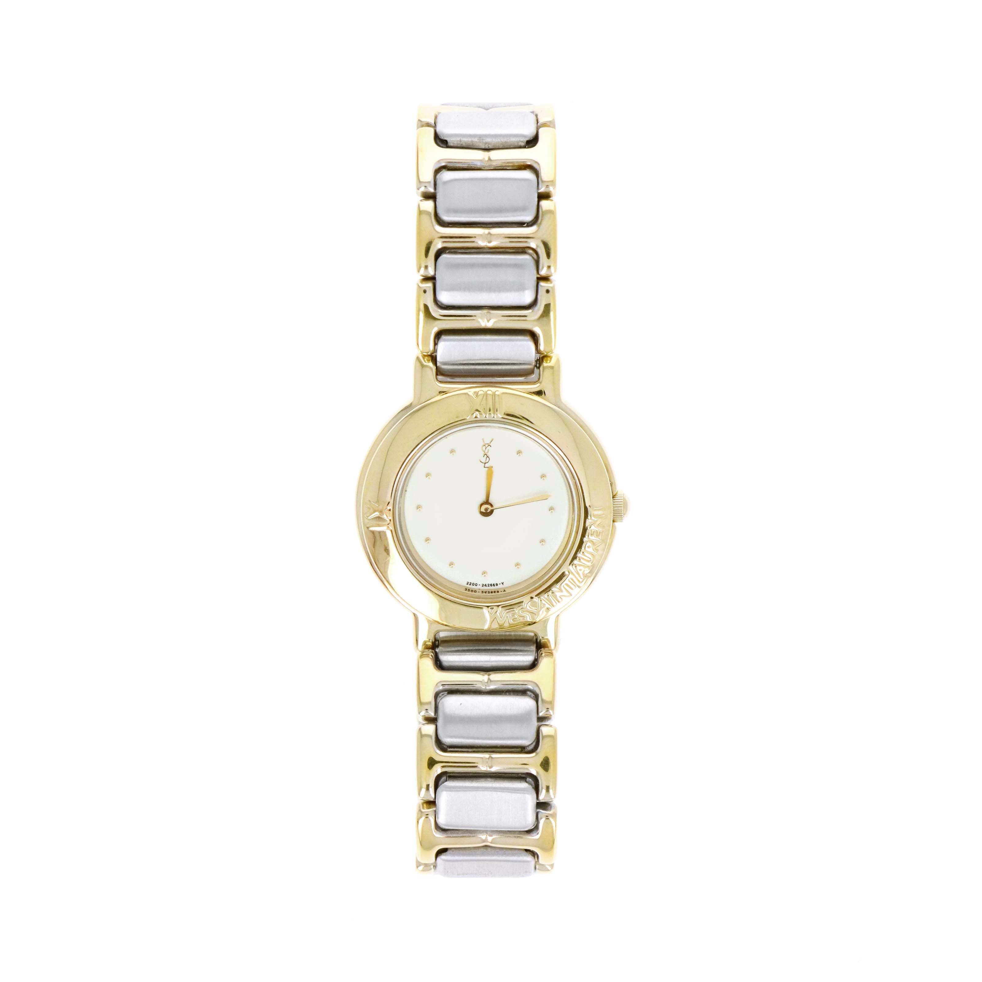 Yves Saint Laurent Two Tone Cream Dial Ladies Watch - Queen May
