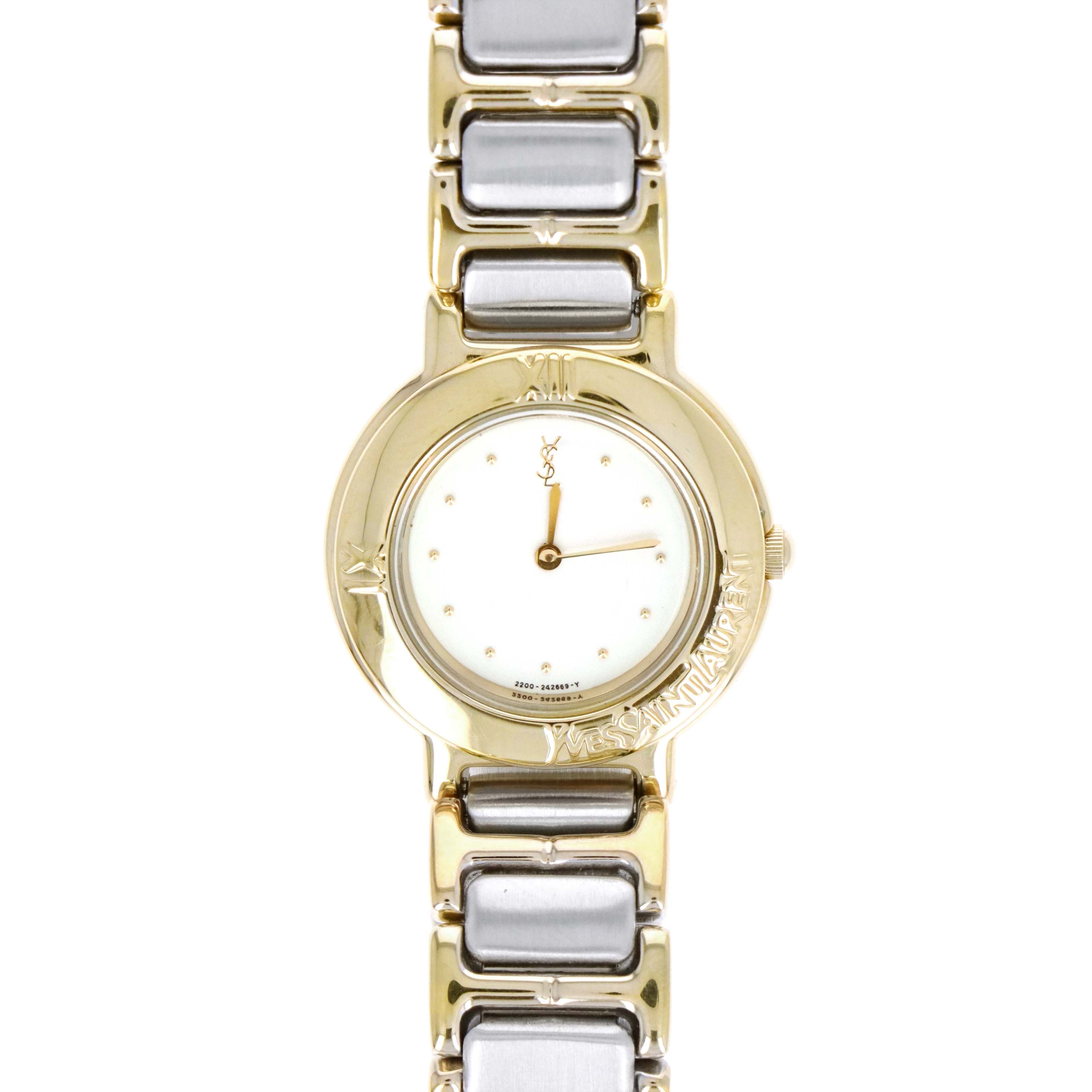 Vintage Yves Saint Laurent Two-Tone Ladies Watch Cream Dial - Queen May