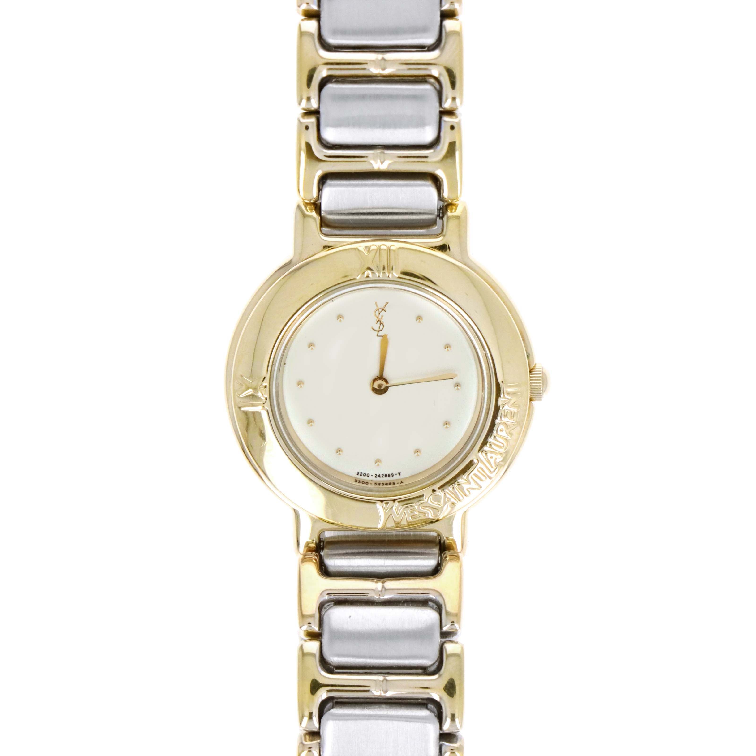 Yves Saint Laurent Two Tone Cream Dial Ladies Watch - Queen May