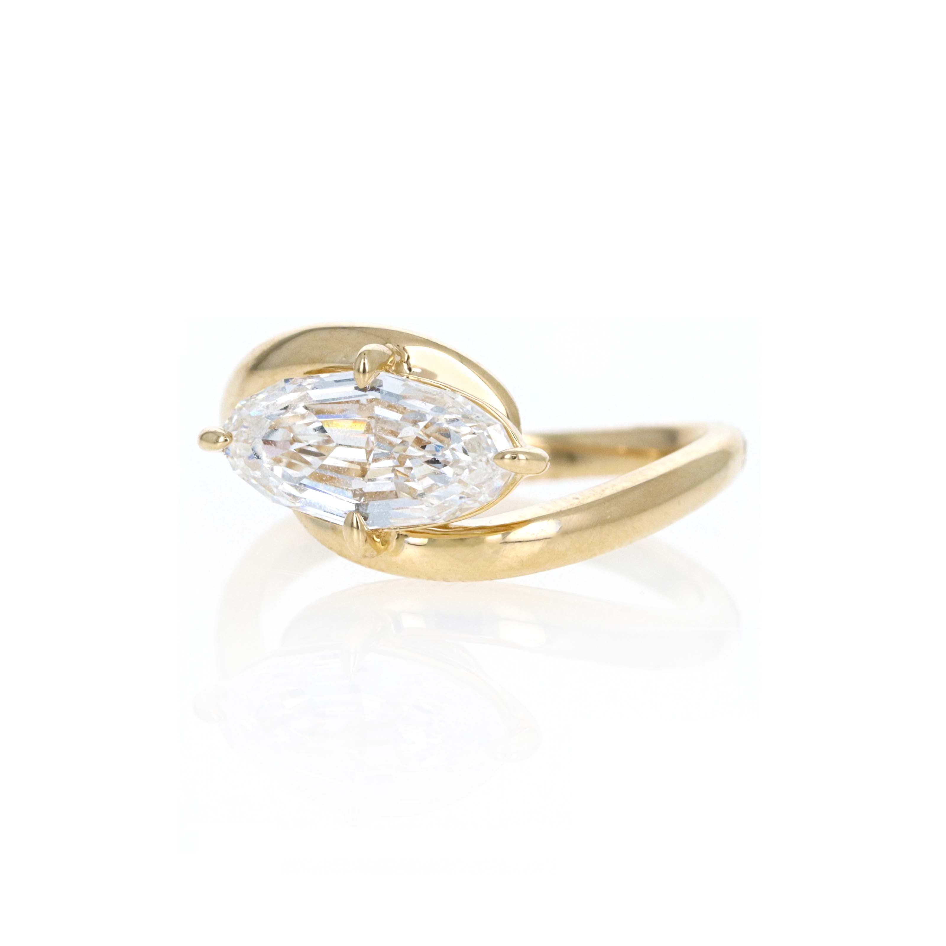 Lab Grown 2.05 Carat Dutch Marquise Diamond East West Engagement Ring 14K Yellow Gold - Queen May