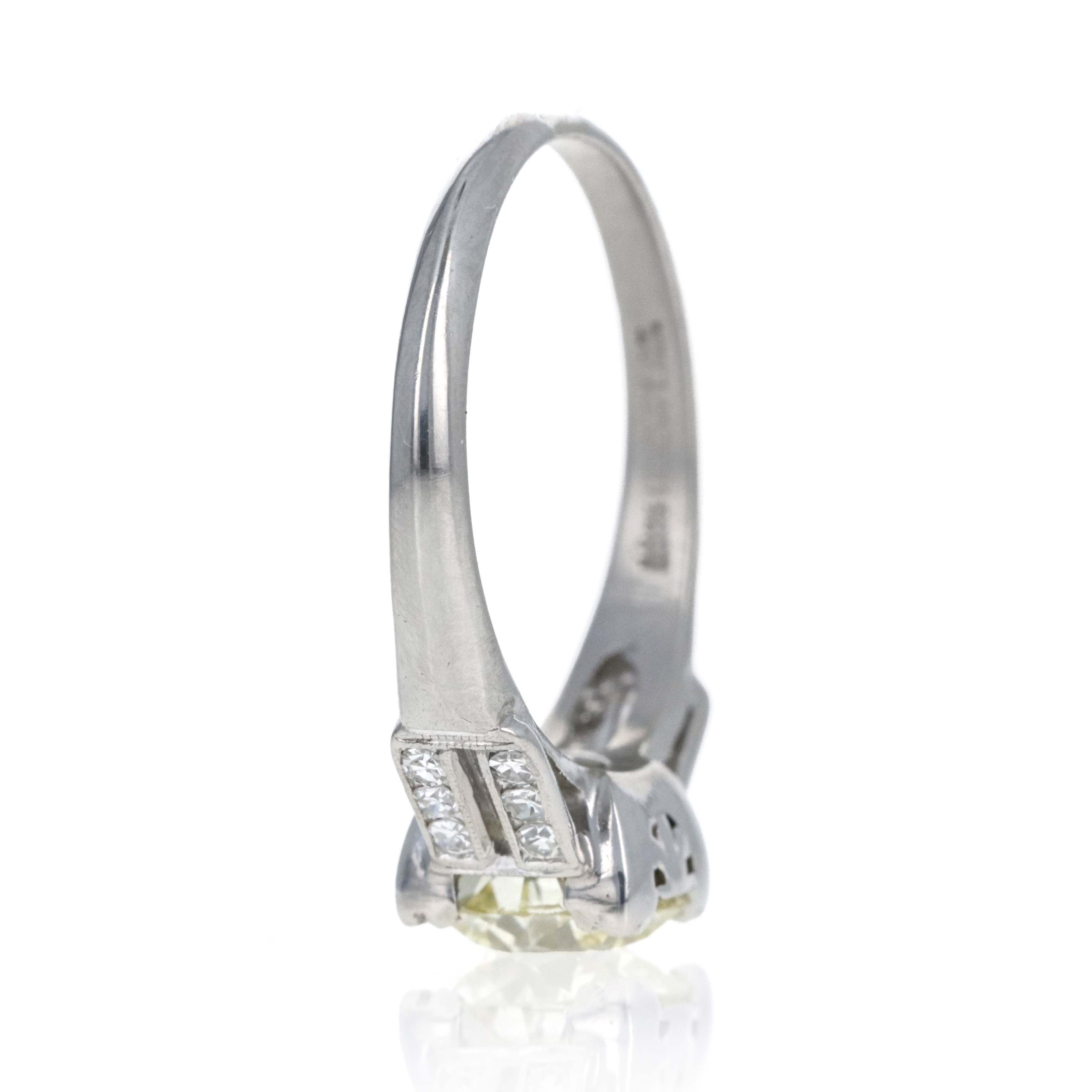 Platinum Art Deco 1.23 Carat Old European Cut Diamond Ring - Queen May