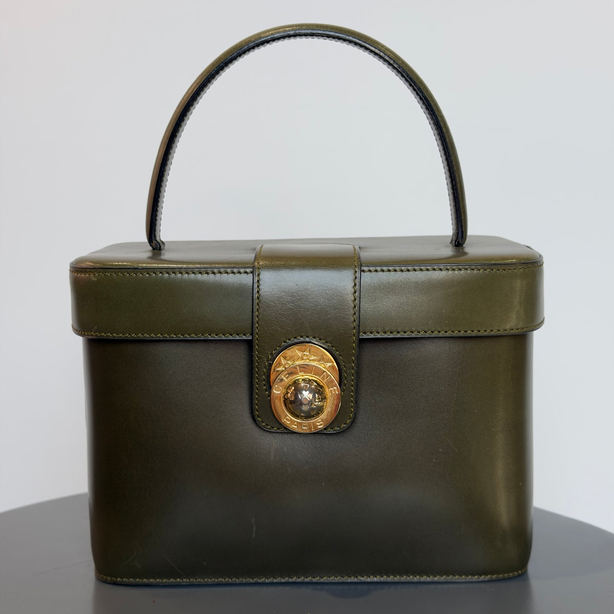 Vintage Celine Starball Vanity Bag Khaki Green