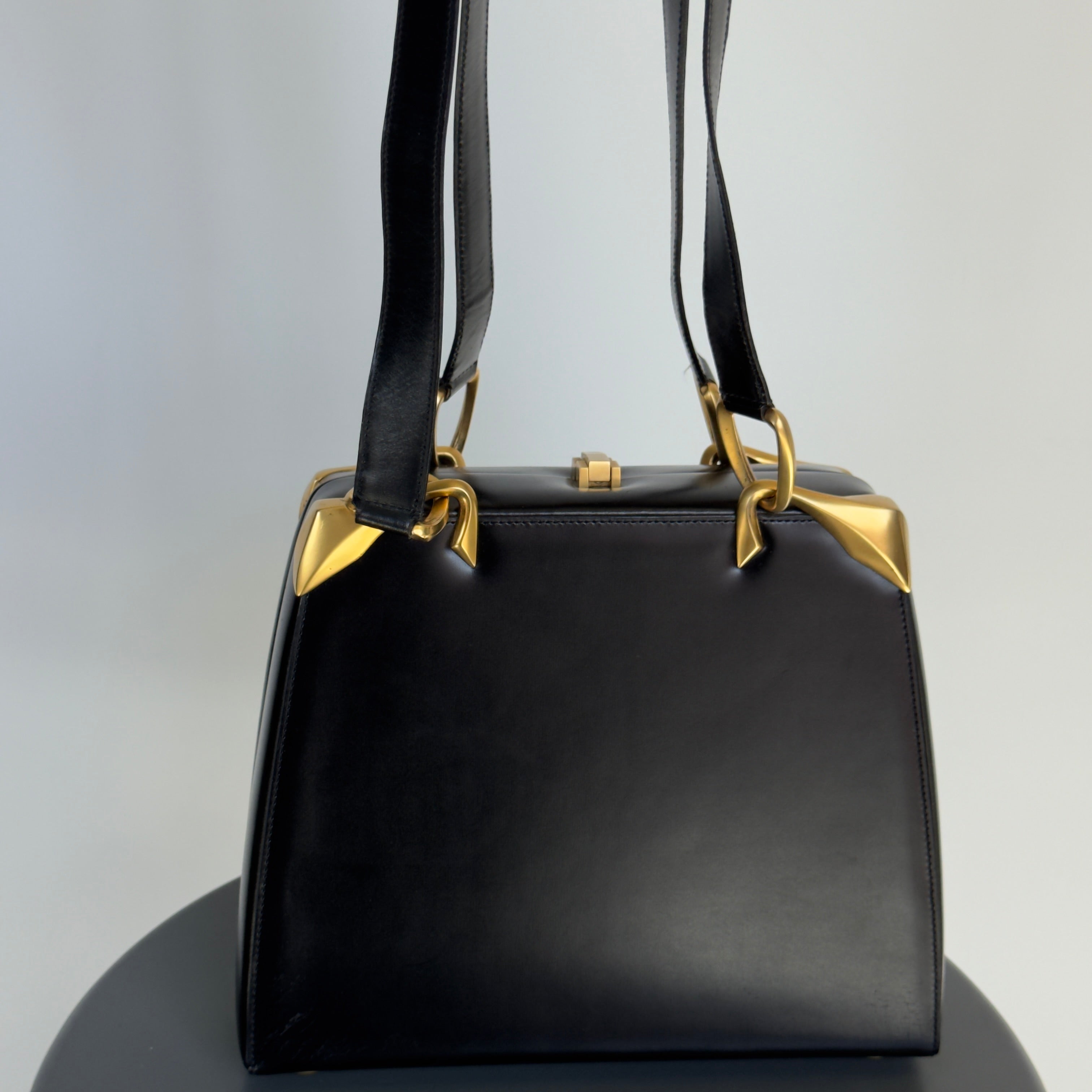 Celine Leather Shoulder Bag Matte Black - Queen May