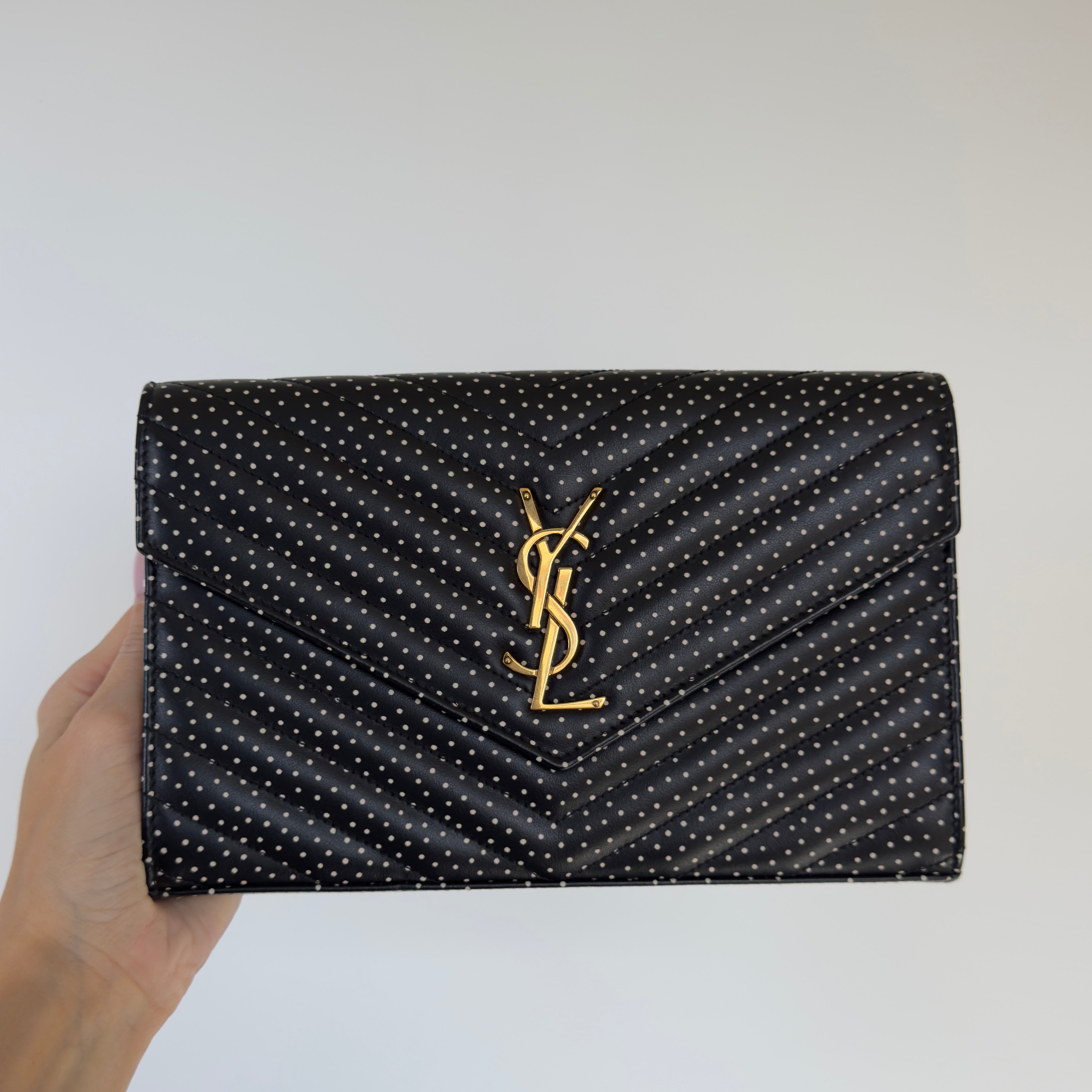 Saint Laurent Polka Dot Kate Wallet On Chain - Queen May
