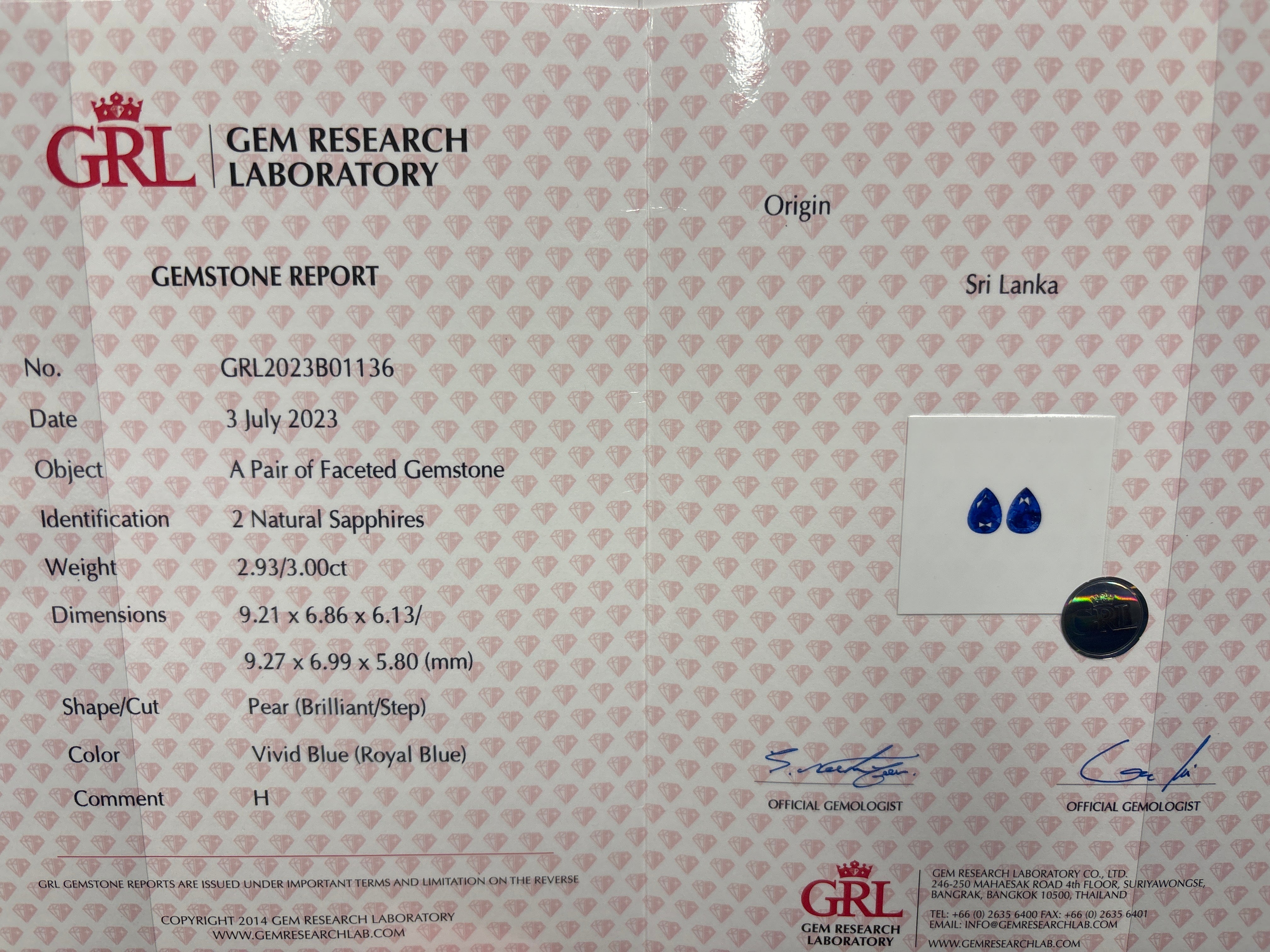 5.93 Carat Royal Blue Ceylon Pear Sapphire Diamond Halo Drop Earrings