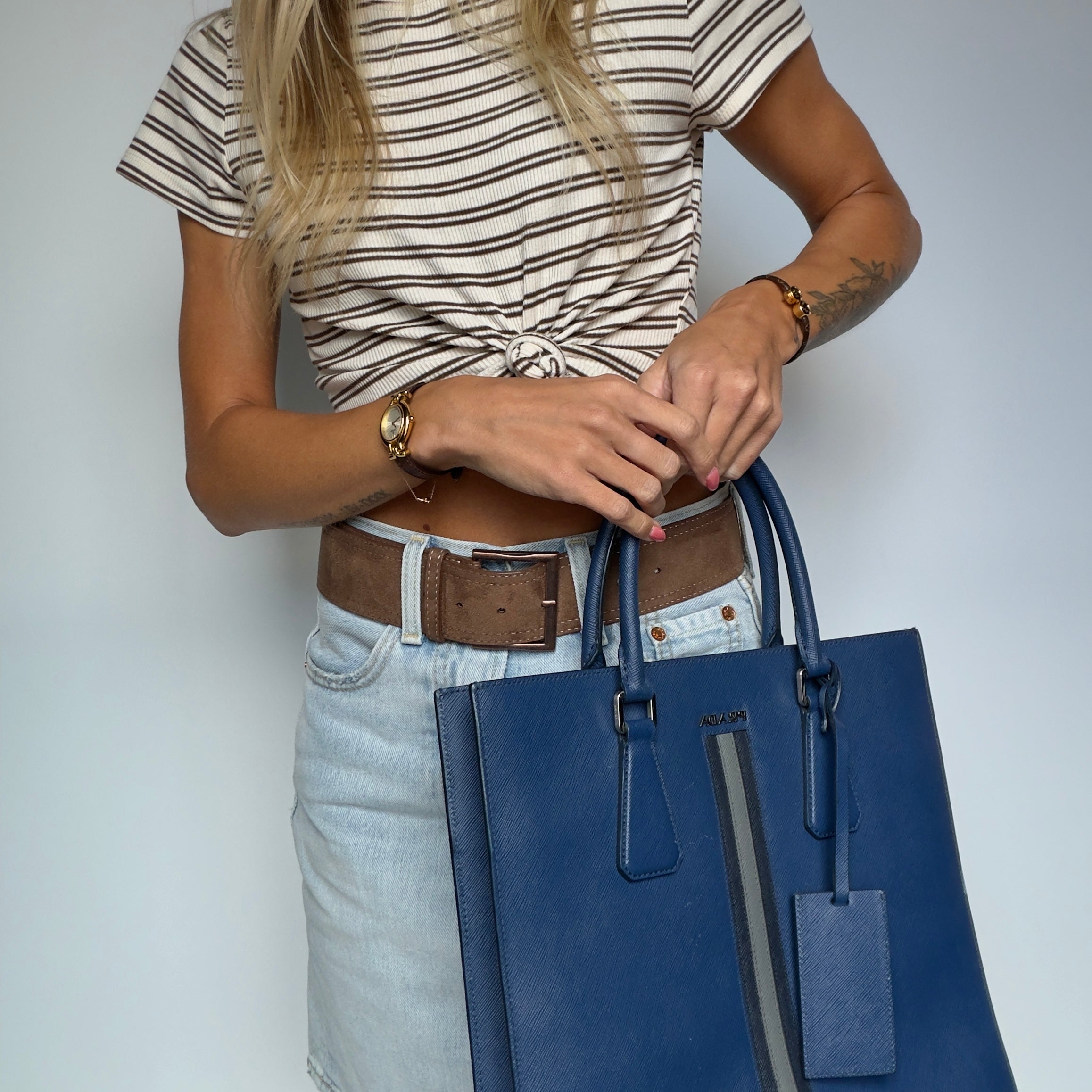 Prada Blue Saffiano Leather Tote