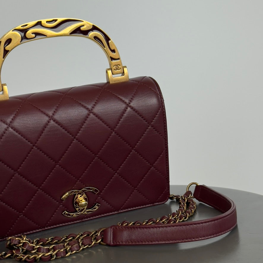 Chanel Art Nouvelle Small Flap Bag Burgundy - Queen May