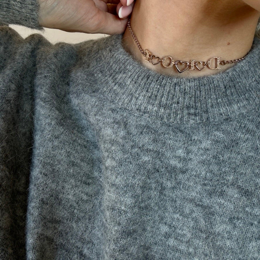 Christian Dior Crystal Heart Motif Logo Necklace - Queen May