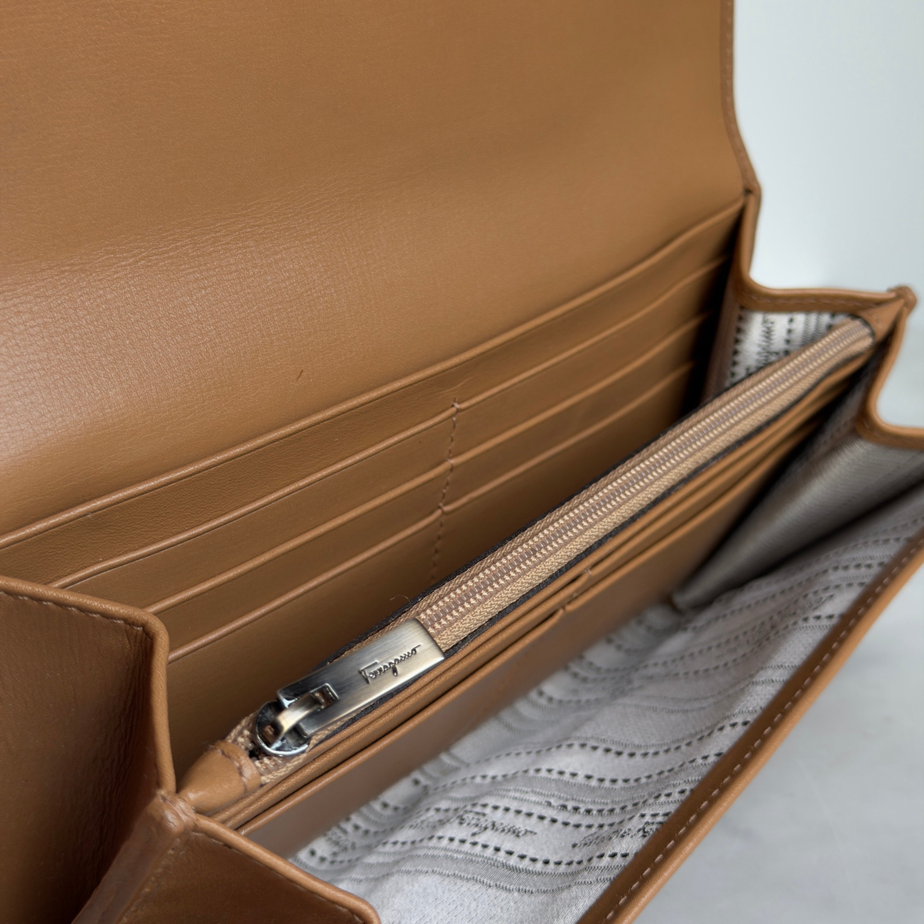 Salvatore Ferragamo Brown Leather Snap Wallet