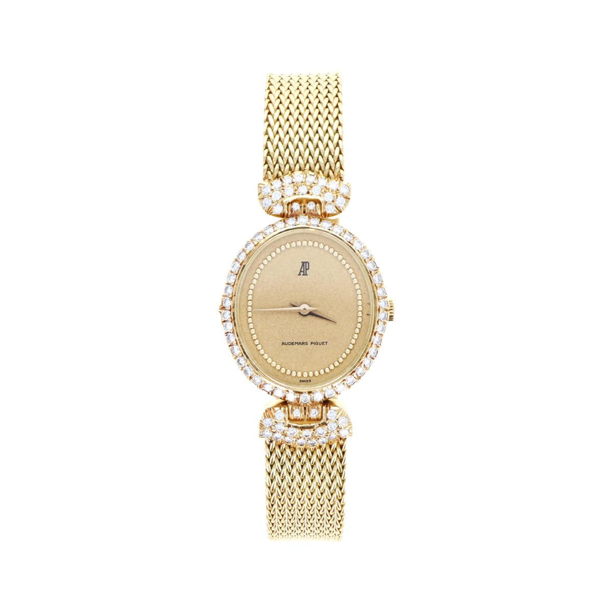 Vintage Audemars Piguet Ladies 18K Yellow Gold Diamond Bezel Mechanical Movement Watch
