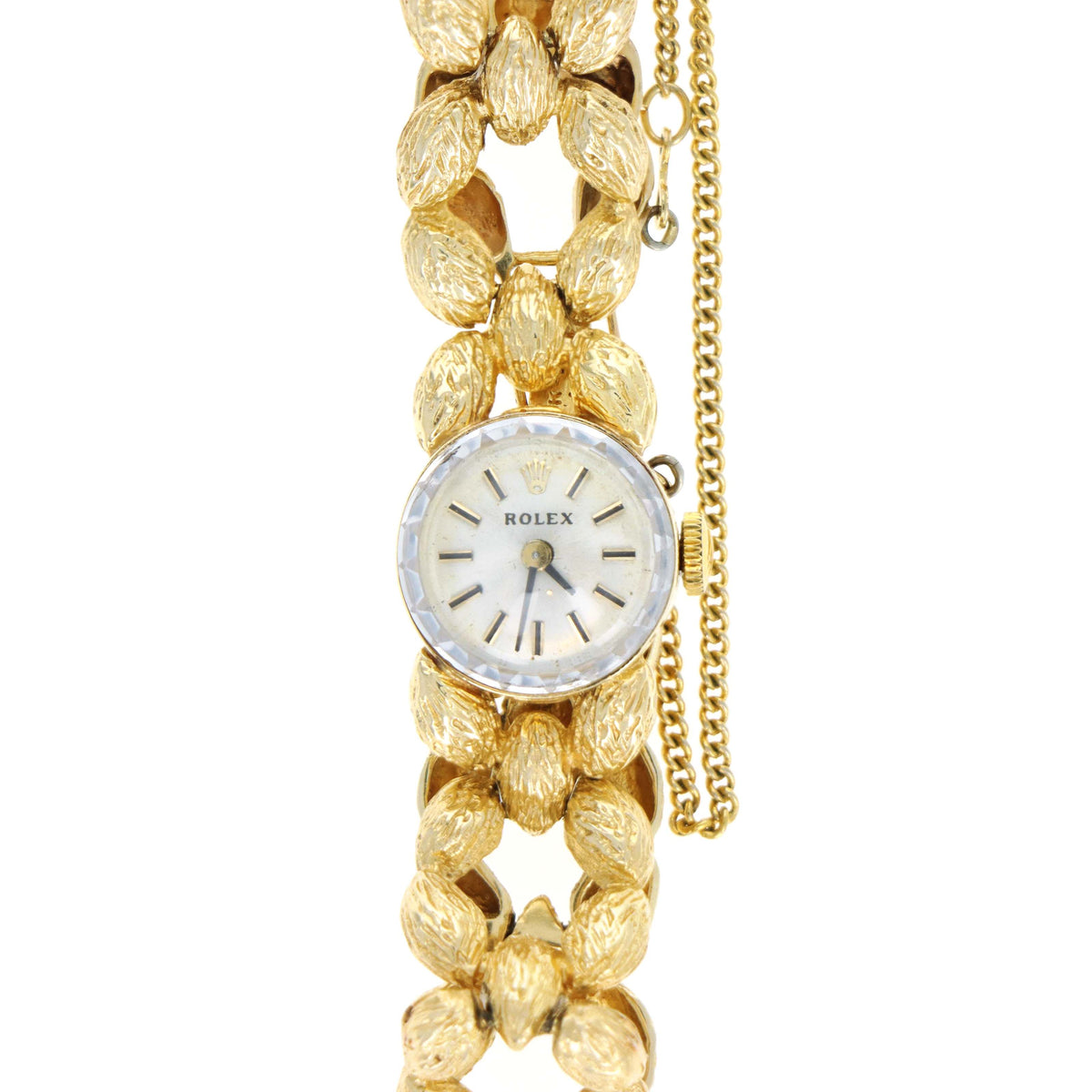 Vintage Rolex Ladies Ref 3570 14K Yellow Gold Nugget Bark Finish Bracelet Mechanical Movement Watch
