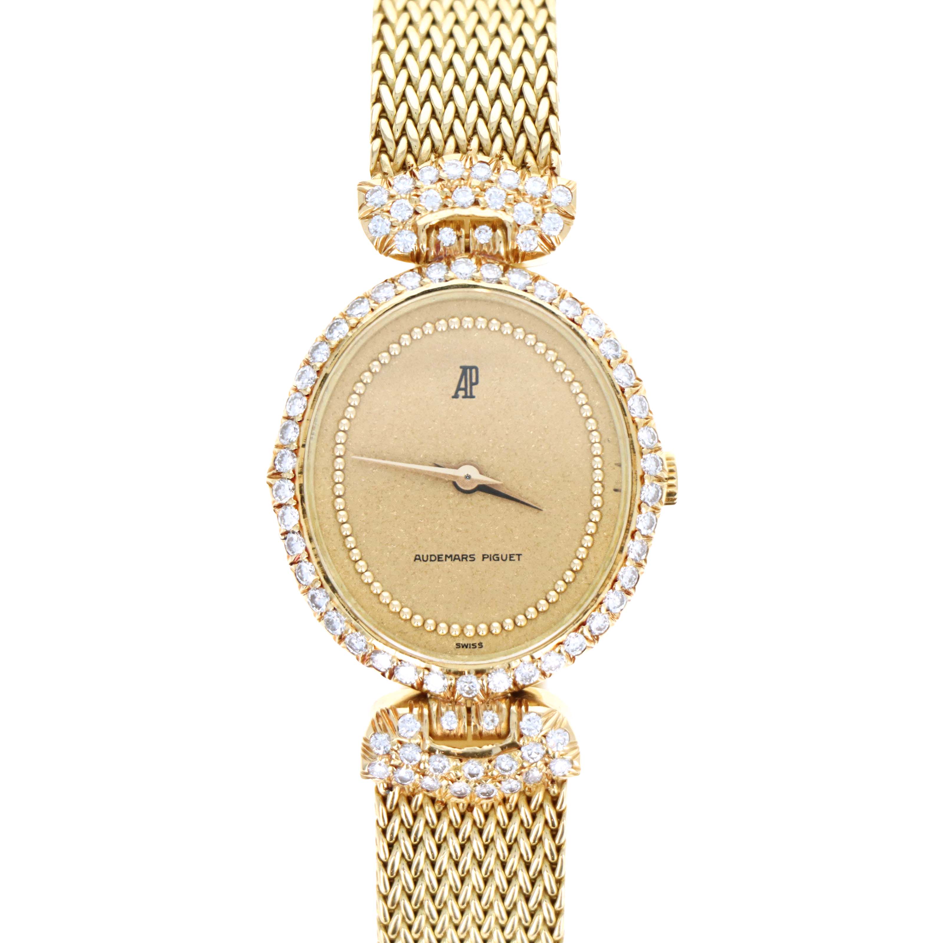 Vintage Audemars Piguet Ladies 18K Yellow Gold Diamond Bezel Mechanical Movement Watch