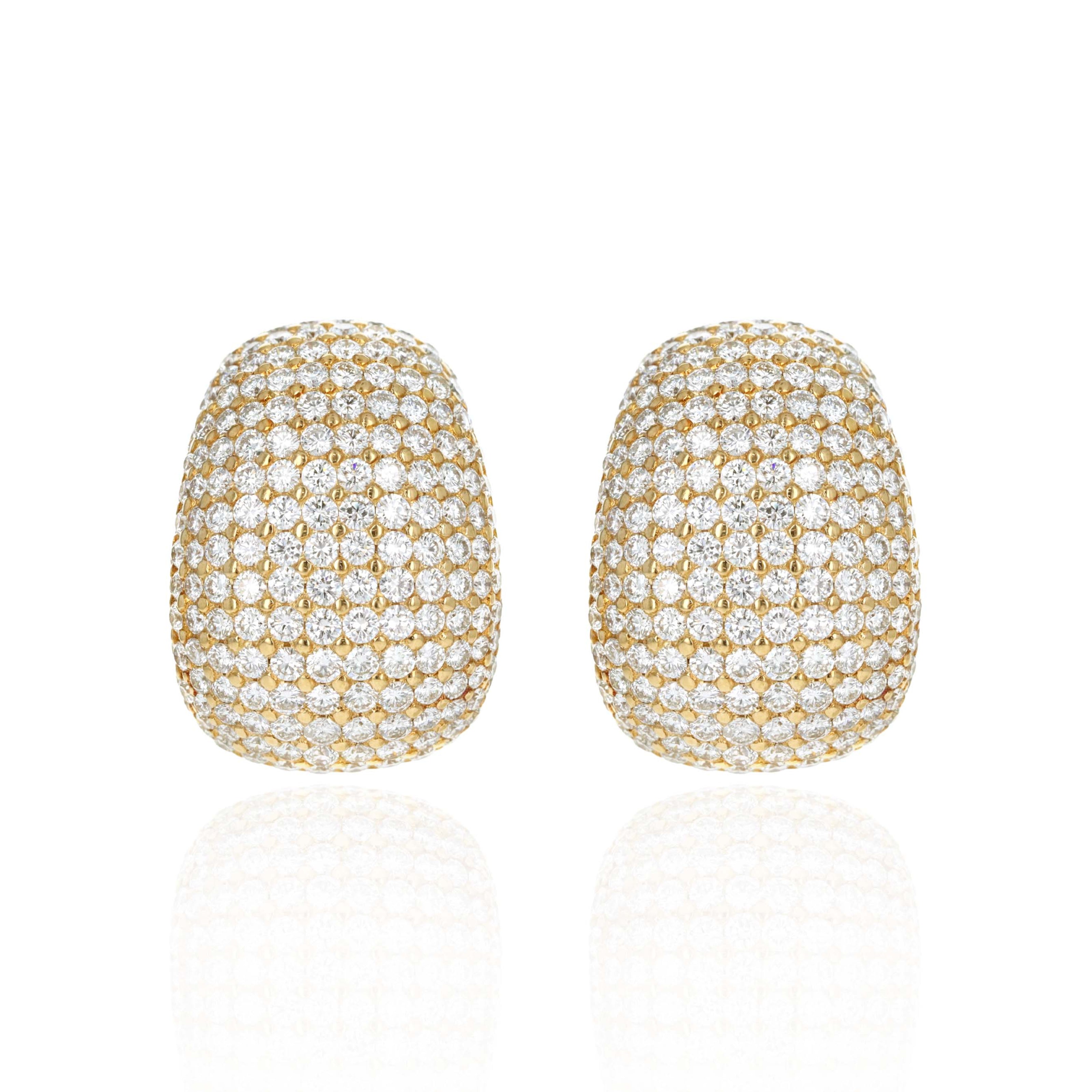 18K Yellow Gold 4.50 Carat Total Weight Diamond Pave Earrings - Queen May