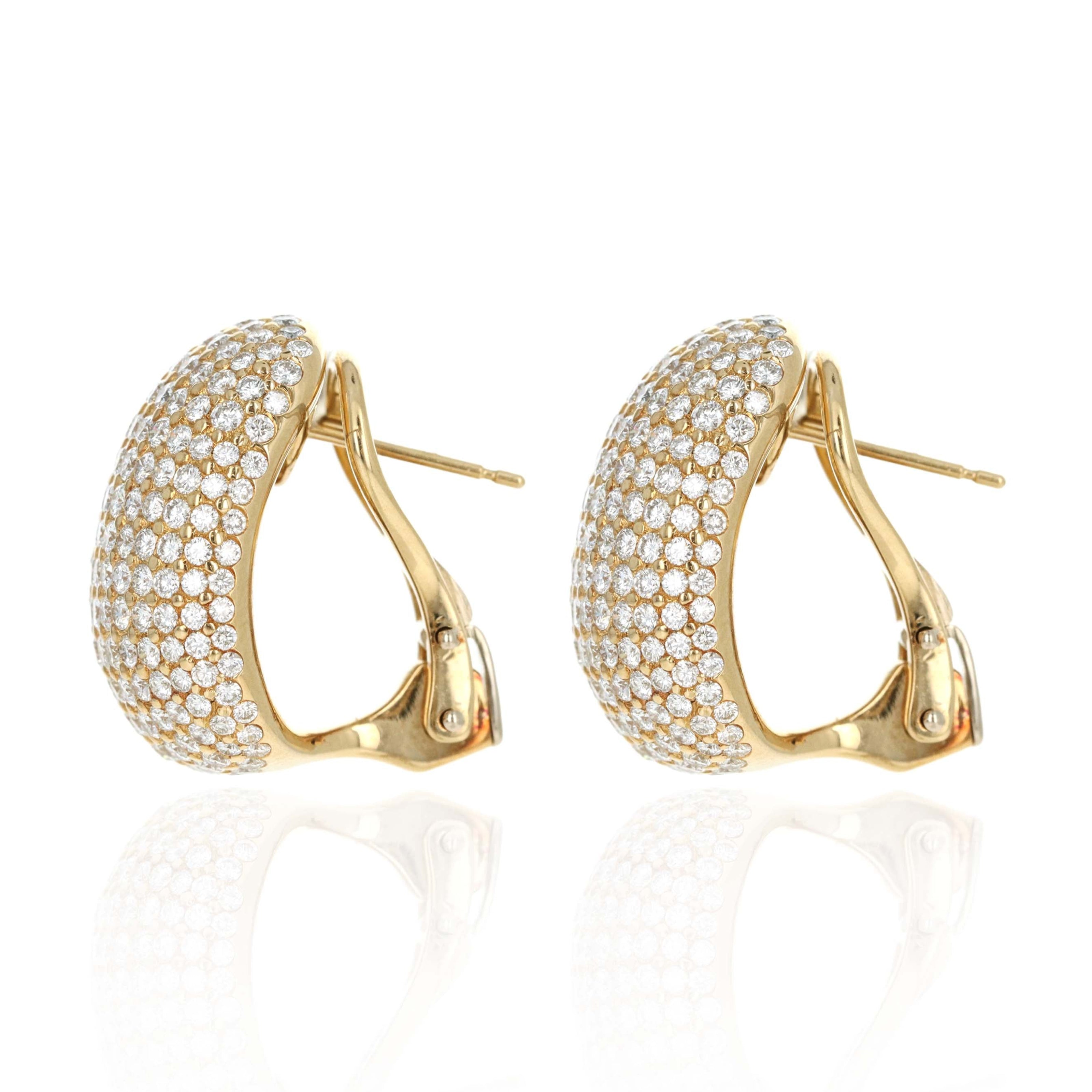 18K Yellow Gold 4.50 Carat Total Weight Diamond Pave Earrings - Queen May