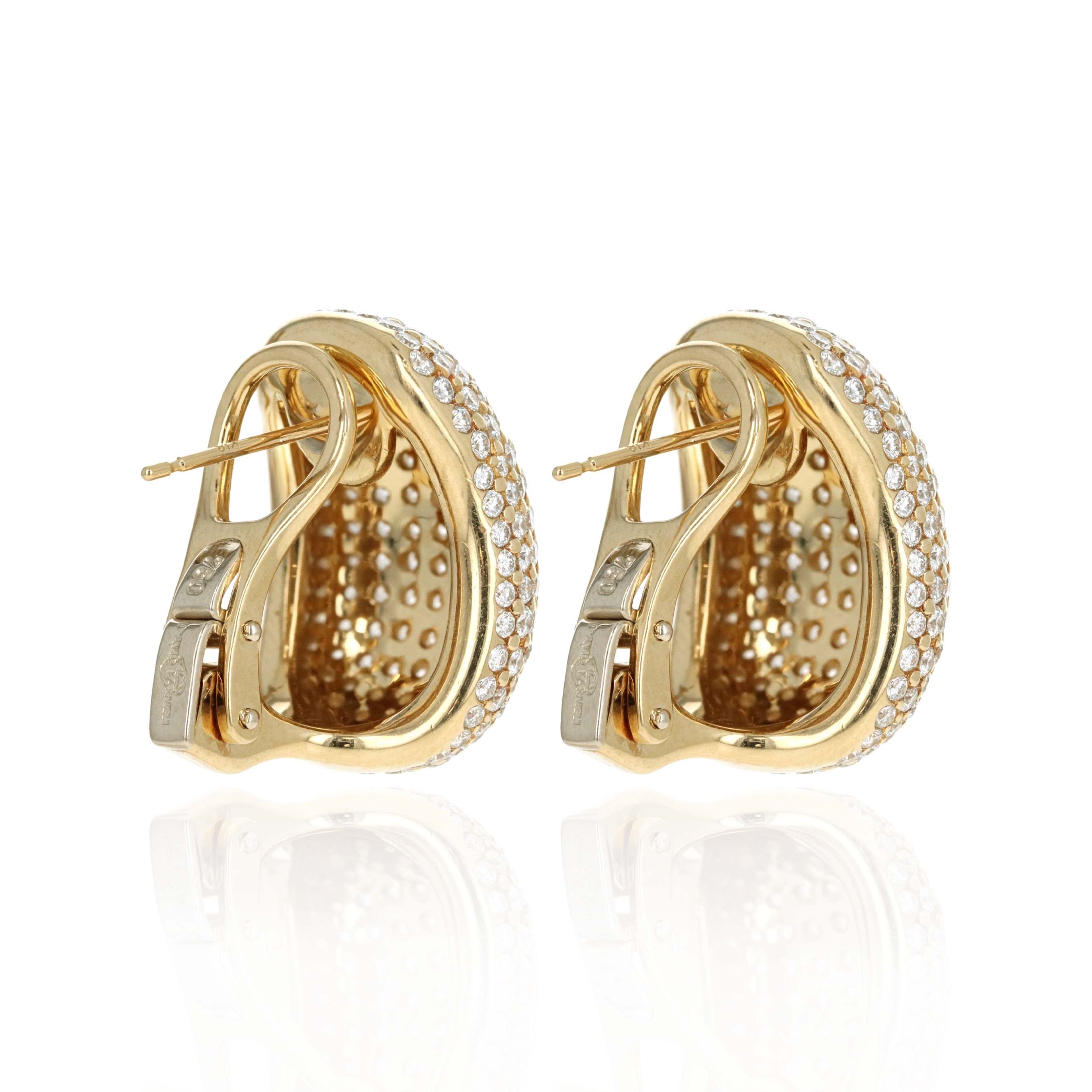 18K Yellow Gold 4.50 Carat Total Weight Diamond Pave Earrings - Queen May