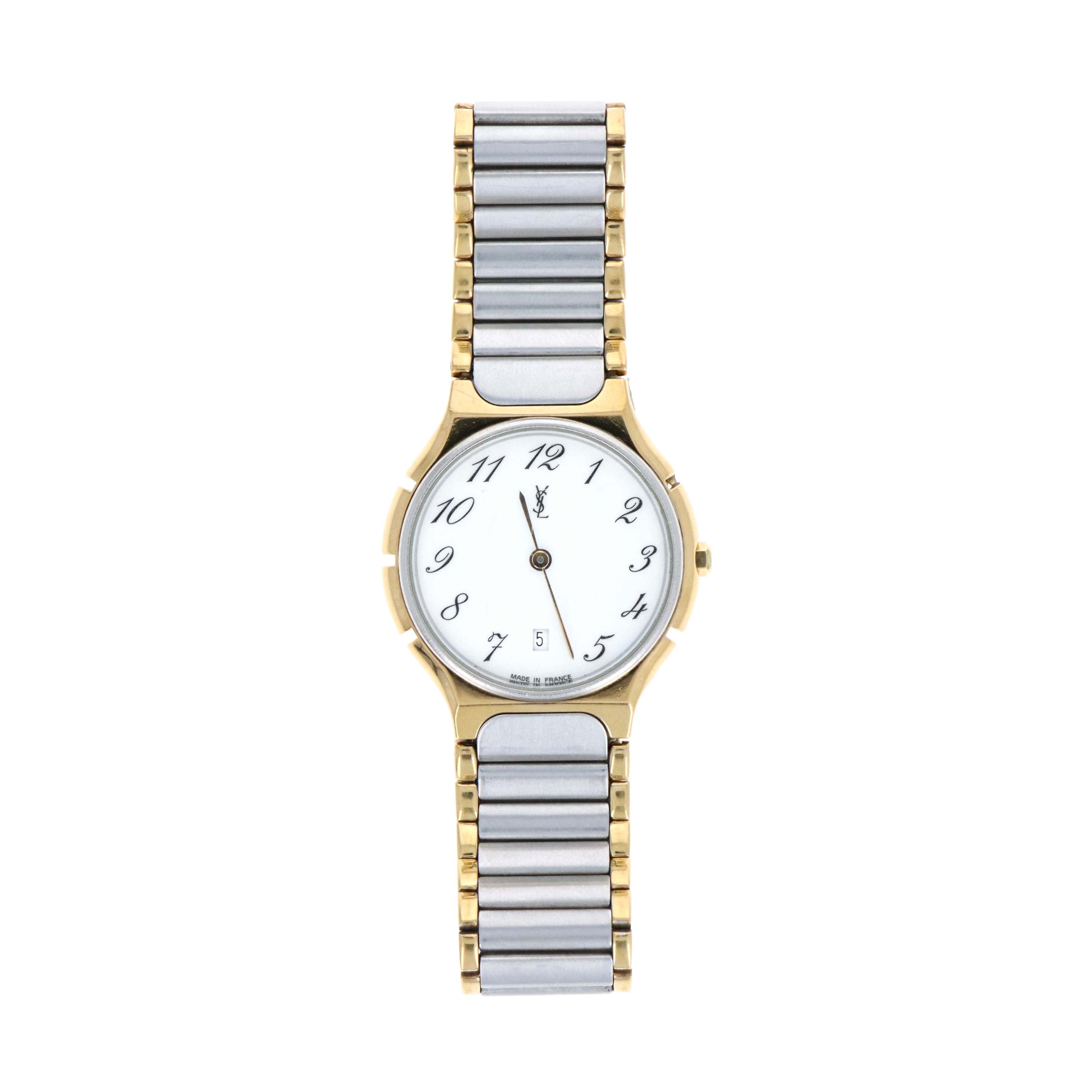 Vintage Yves St Laurent Round Dial Two Tone Watch - Queen May