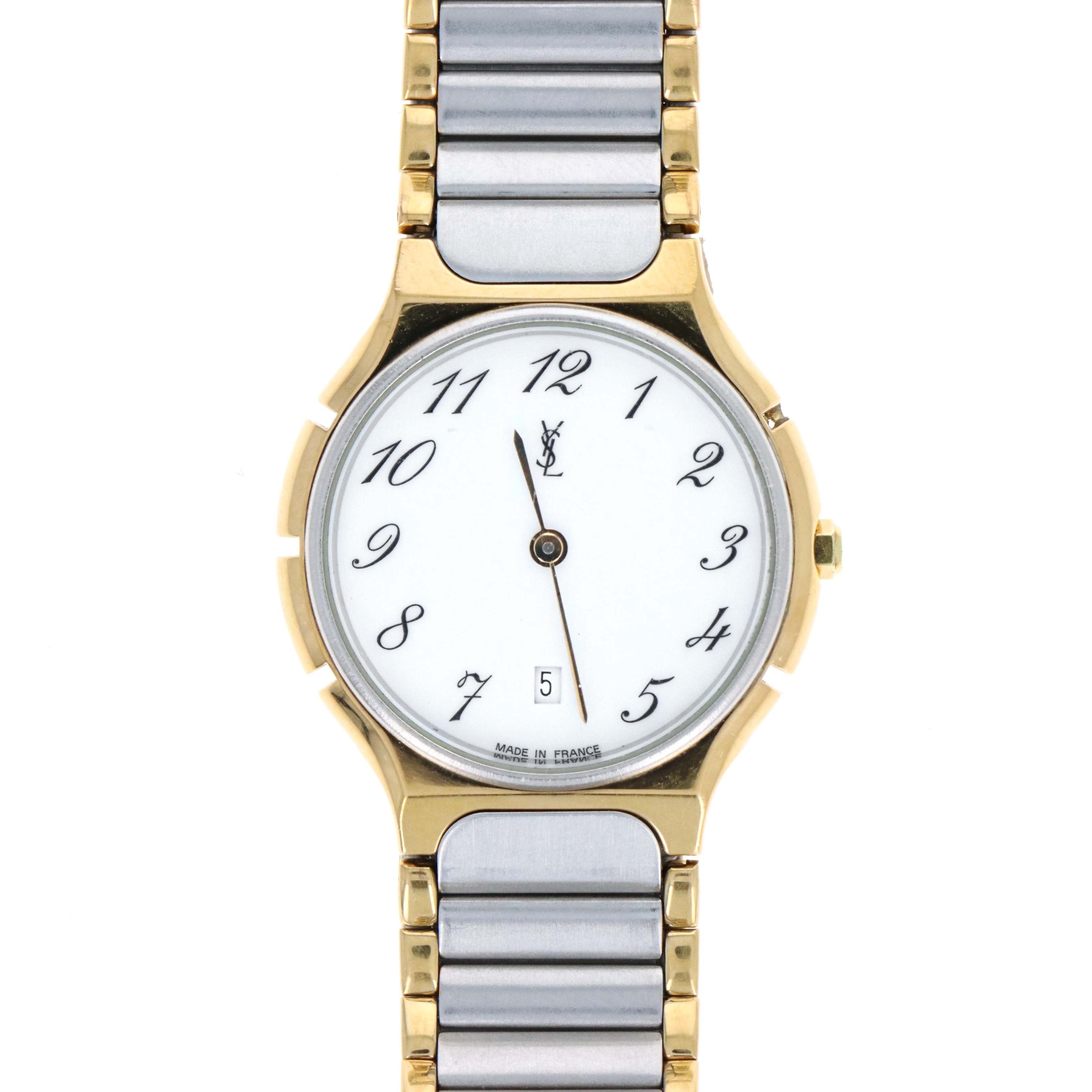 Vintage Yves St Laurent Round Dial Two Tone Watch - Queen May