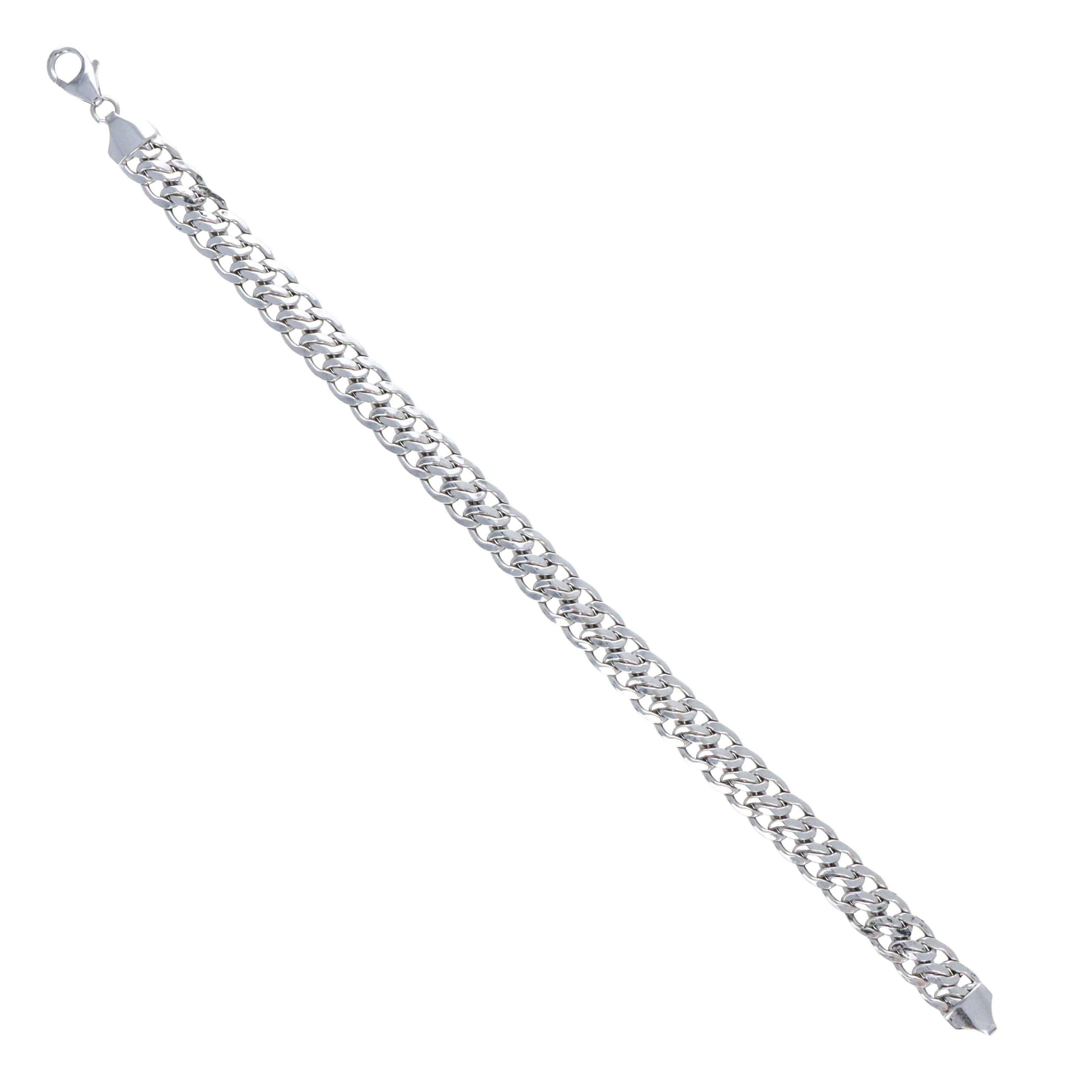 14K White Gold 7.3mm Cuban Link Chain Bracelet - Queen May