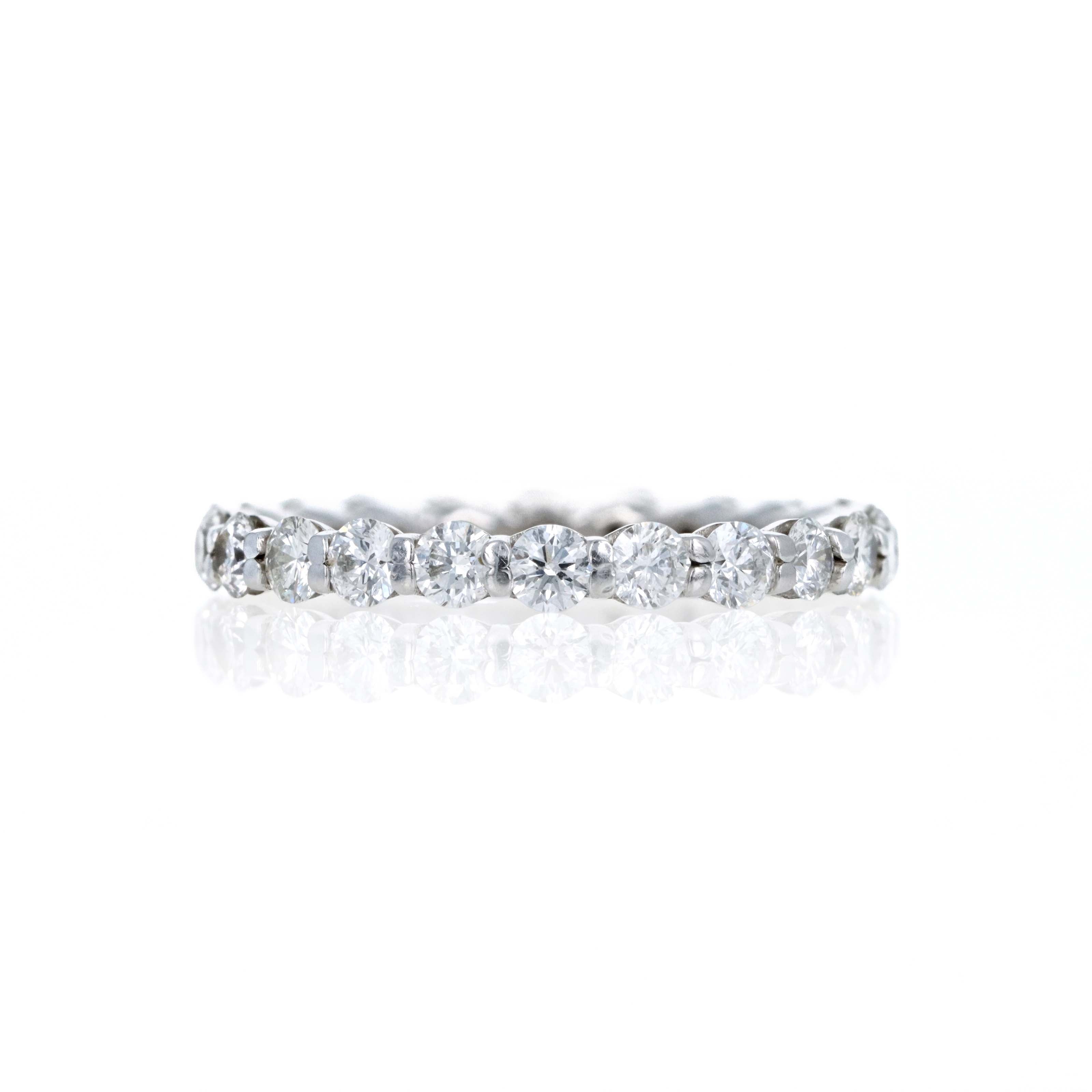 14K White Gold 1.50 Carat Round Brilliant Diamond Full Eternity Band - Queen May