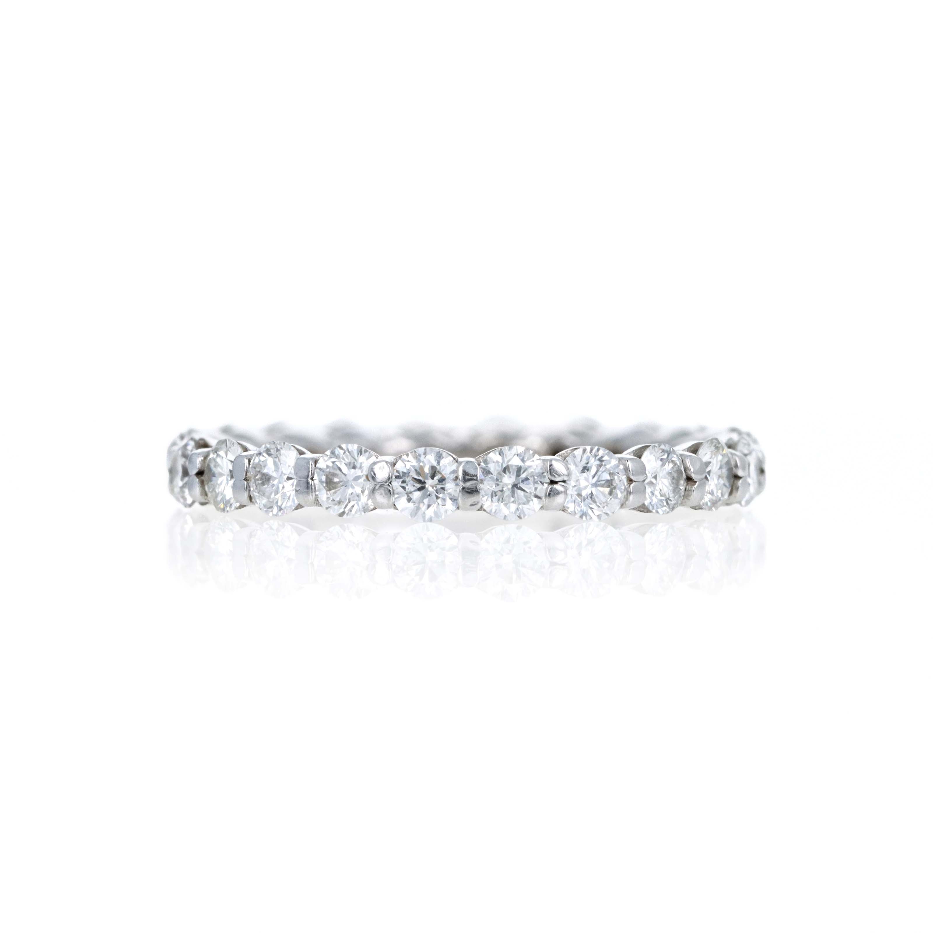 14K White Gold 1.50 Carat Round Brilliant Diamond Full Eternity Band - Queen May