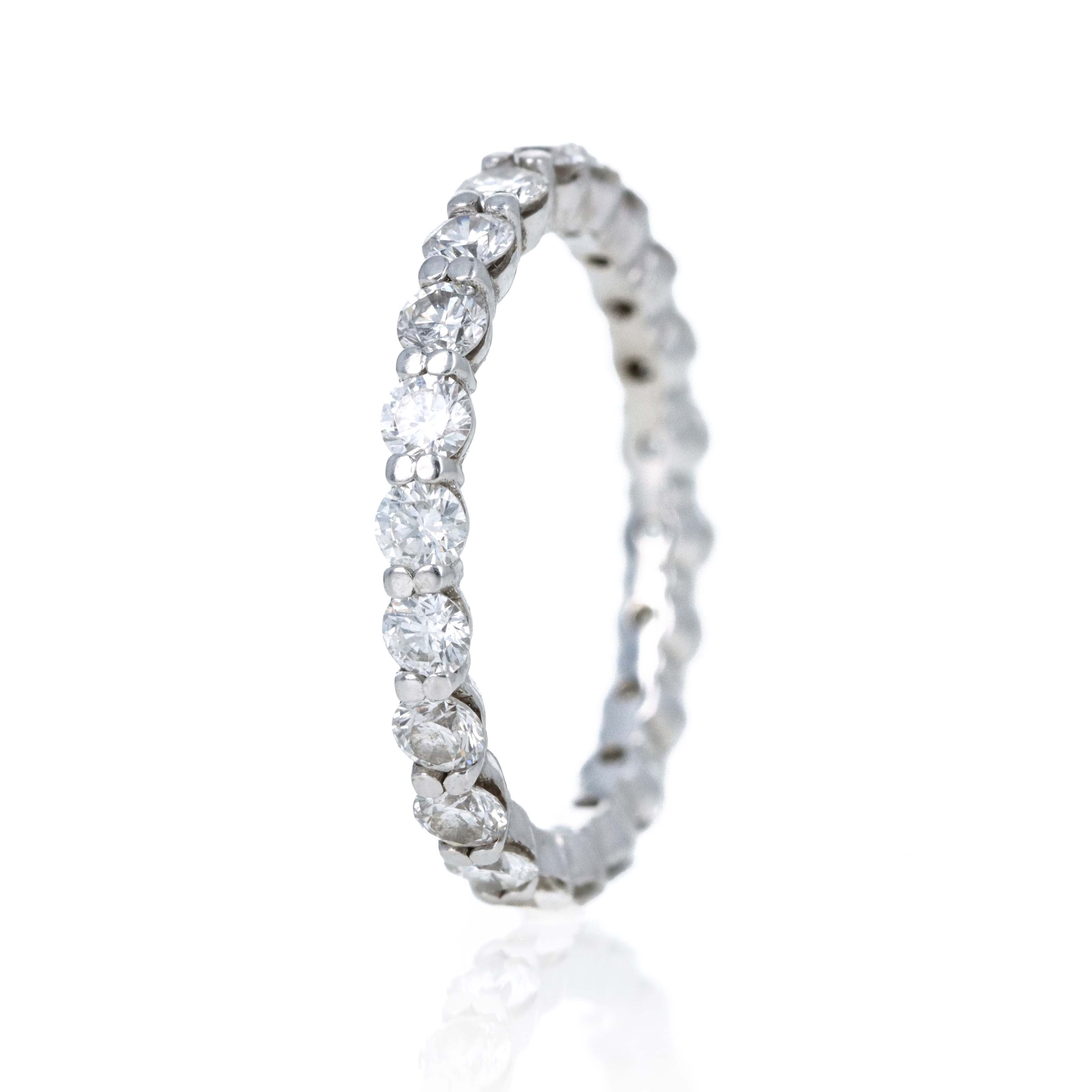 14K White Gold 1.50 Carat Round Brilliant Diamond Full Eternity Band - Queen May