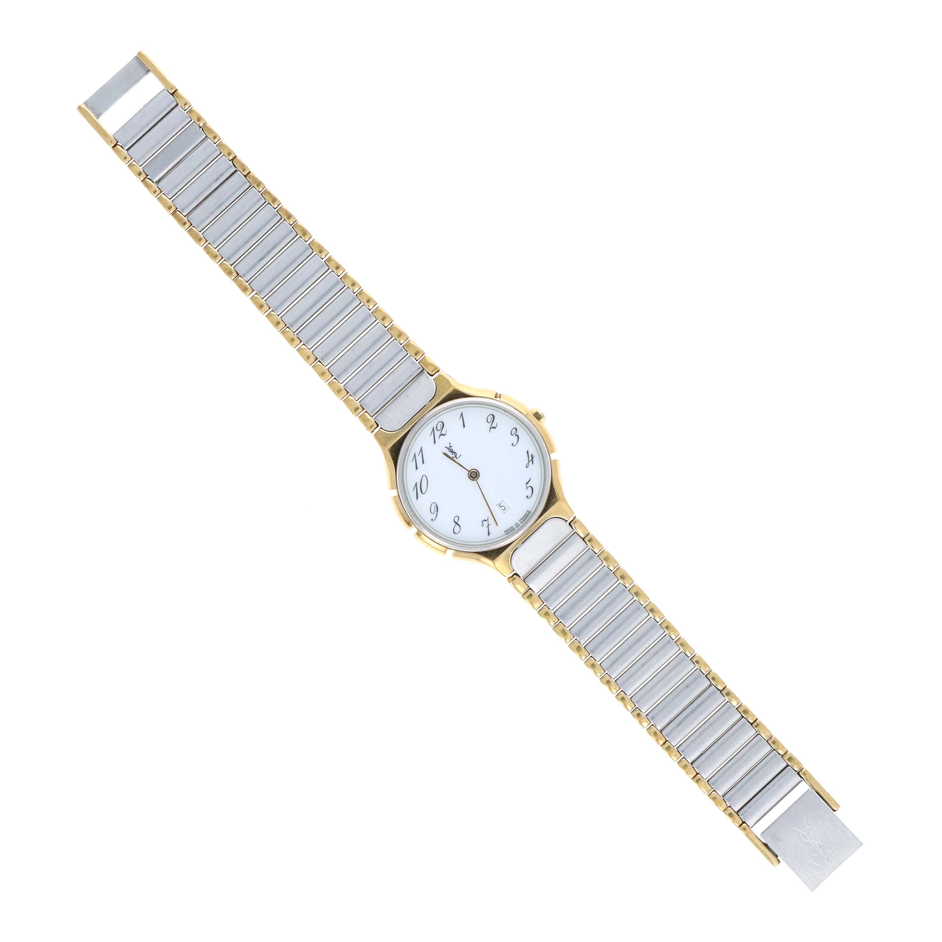 Vintage Yves St Laurent Round Dial Two Tone Watch - Queen May