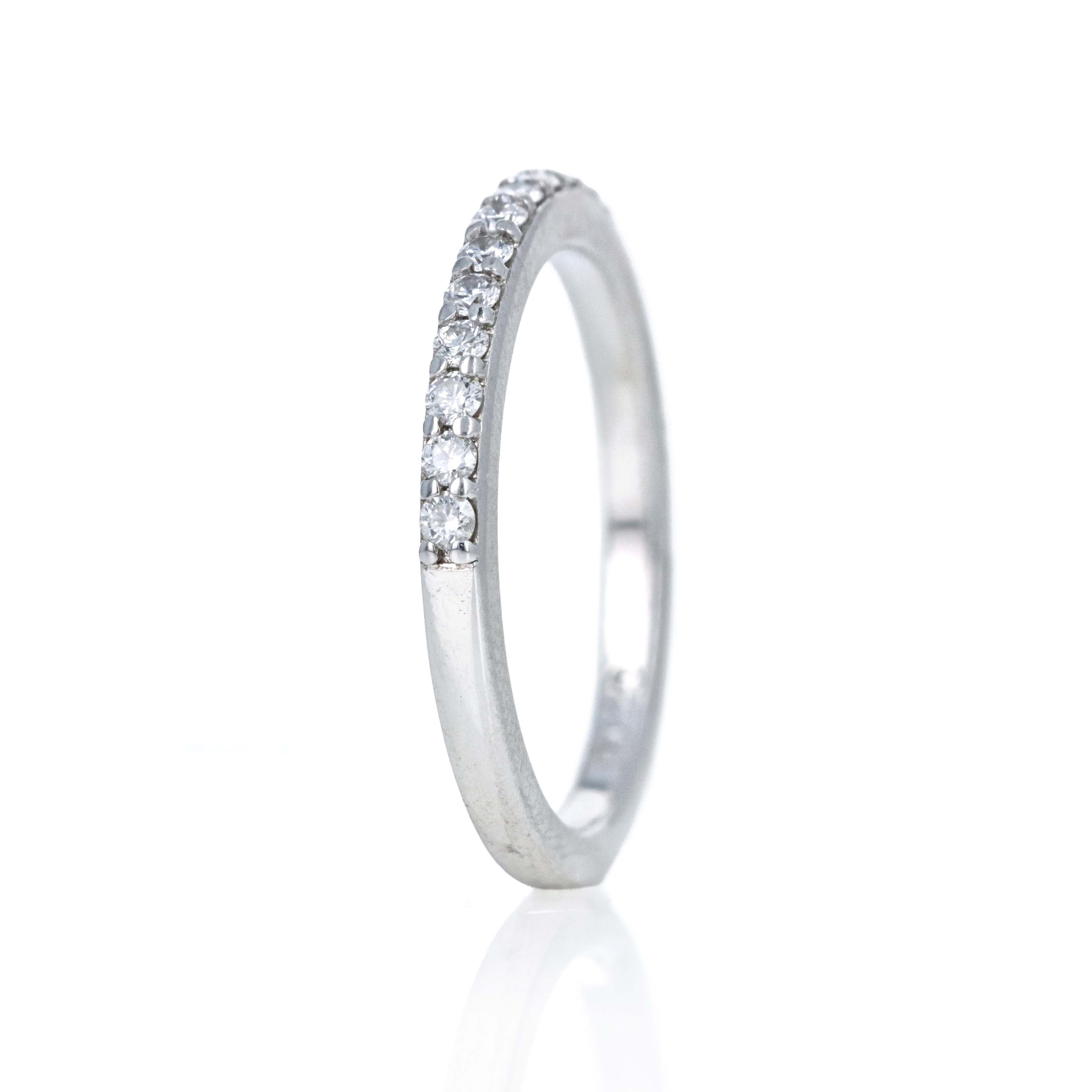 14K White Gold 0.17 Carat Diamond Half Eternity Band - Queen May