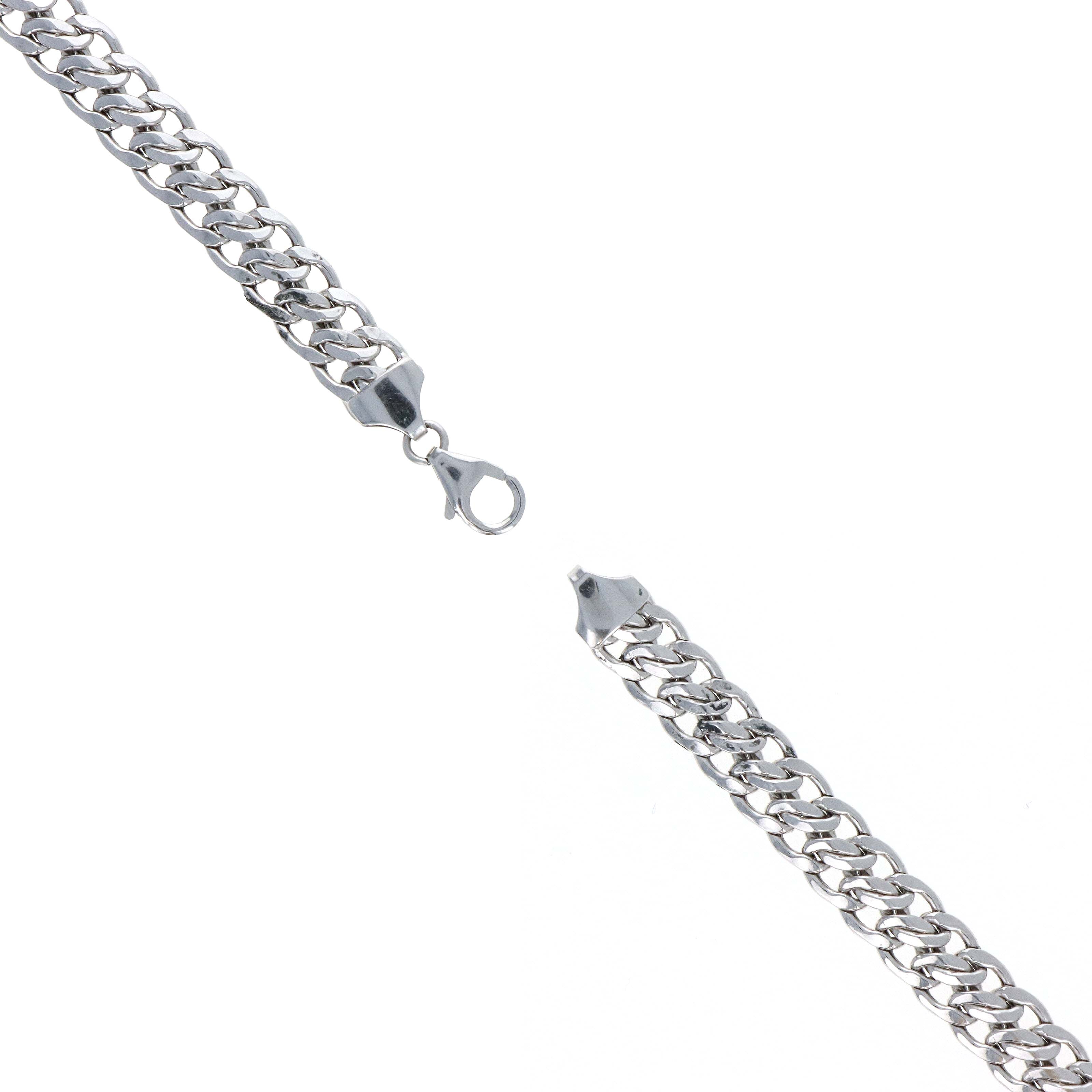 14K White Gold 7.3mm Cuban Link Chain Bracelet - Queen May