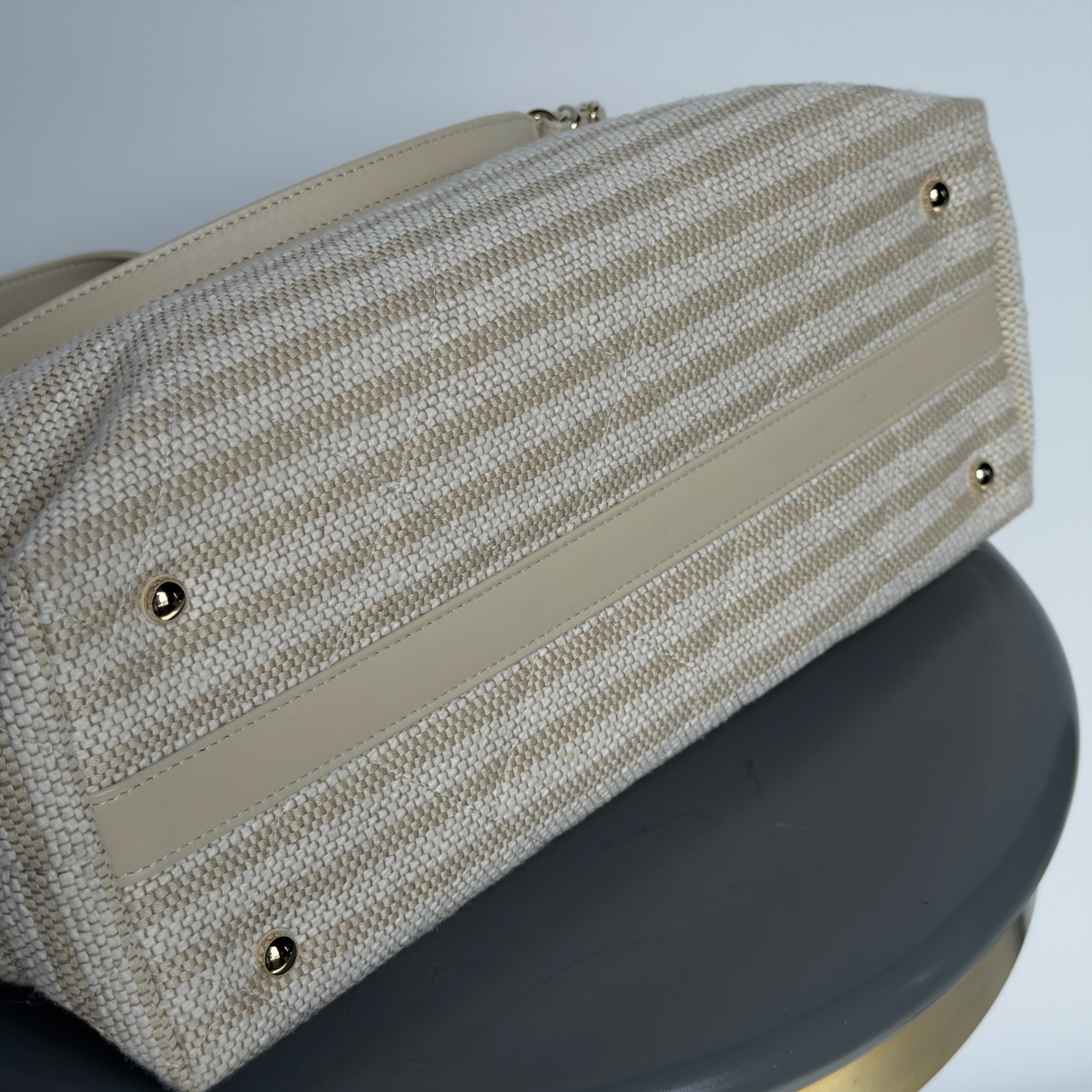 Chanel 2026 Large Striped Shopping Tote Canvas