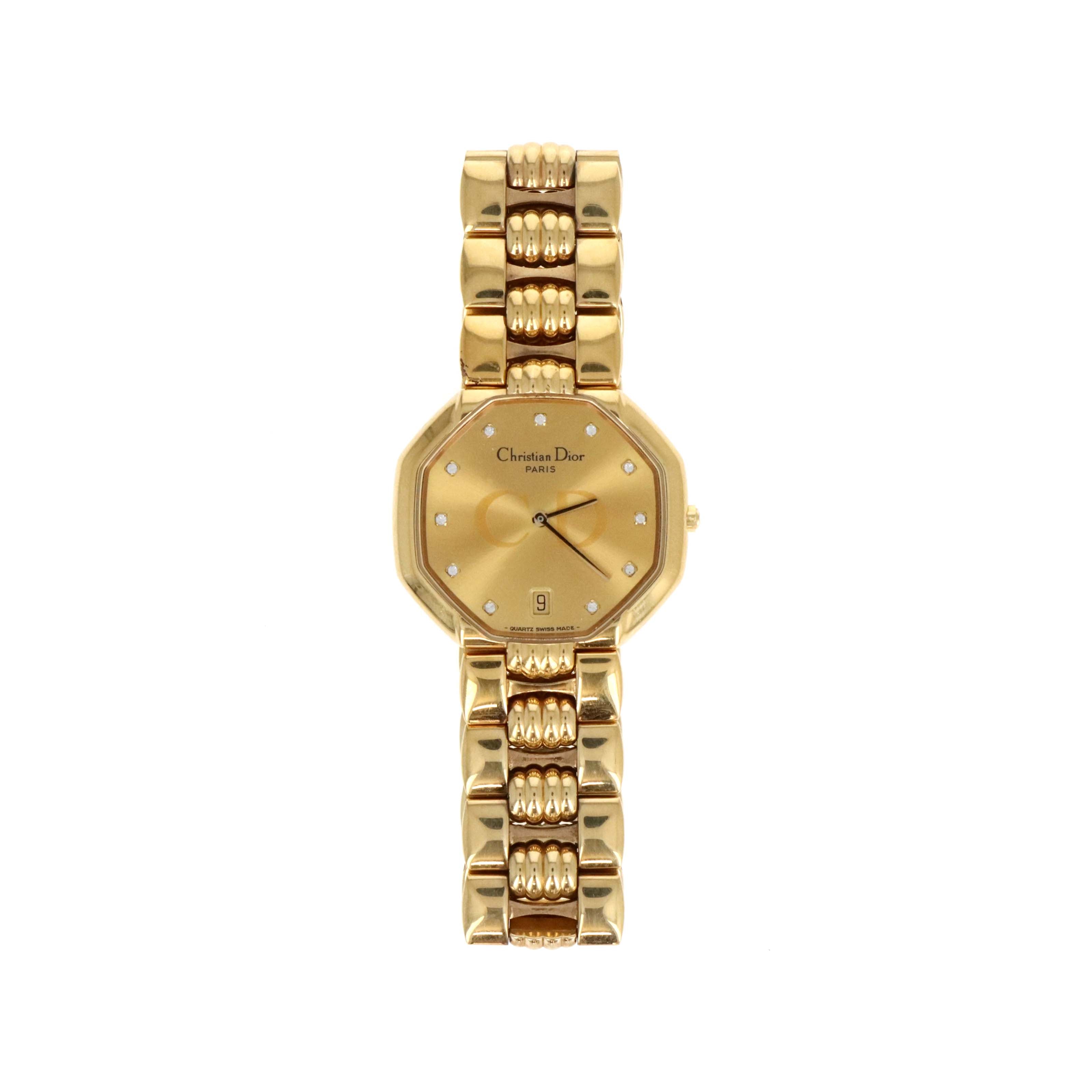 Dior "Combi-Octagon" Gold Plated Diamond Watch - Queen May