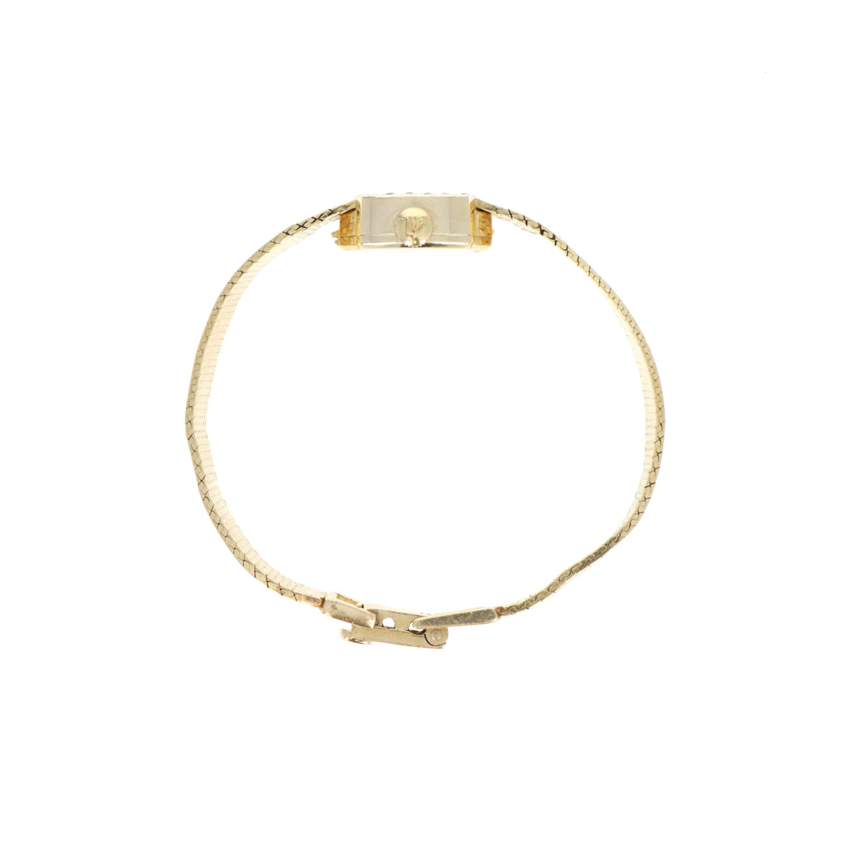 Vintage Rolex Ladies 14K Yellow Gold Diamond Bezel Square Shaped Mechanical Movement Watch With Box