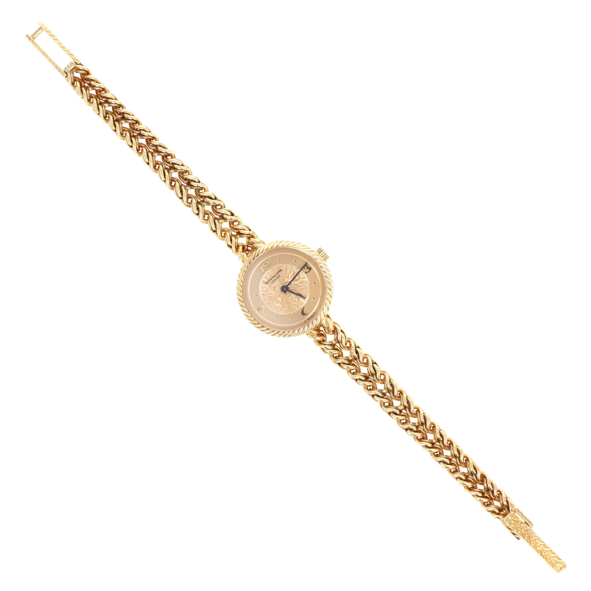 Vintage Patek Philippe Calatrava Ref 4512/2 18K Yellow Gold 21mm Two Tone Gilded With Hand Engraved Center & Breguet Numeral Dial Ladies Mechanical Watch - Queen May