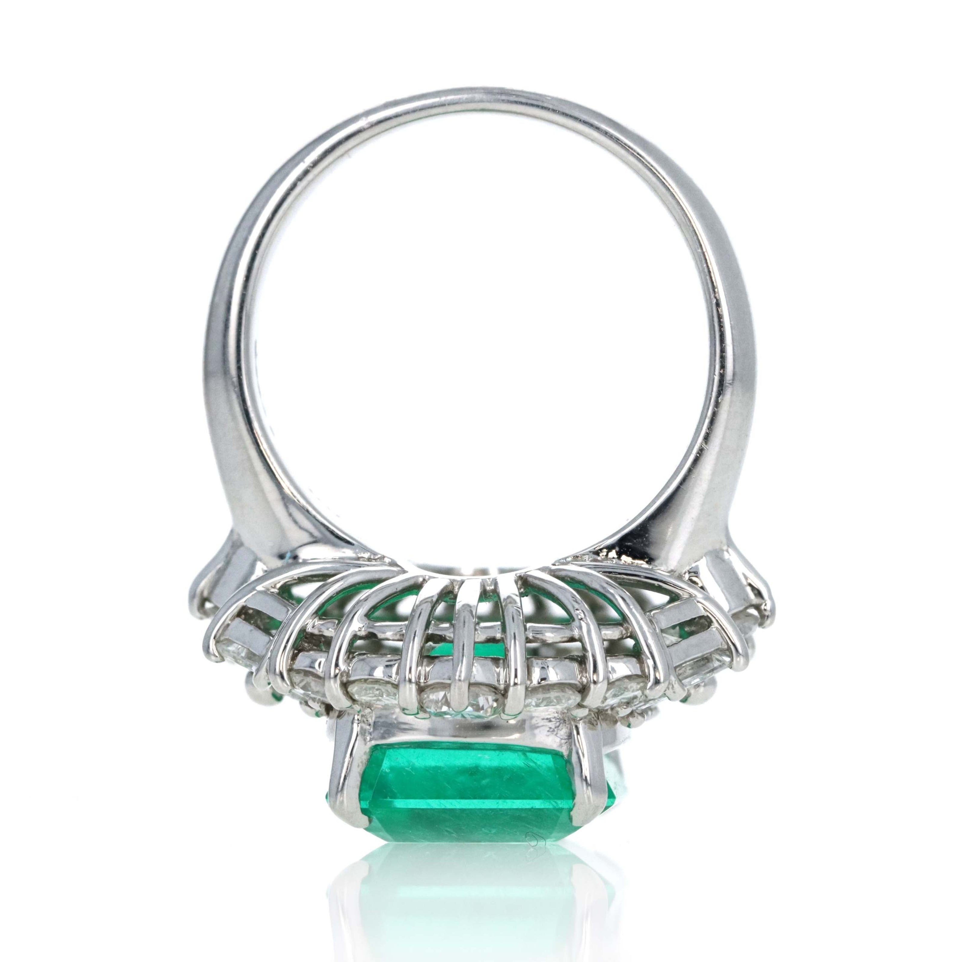 Platinum 4.83 Carat Colombian Emerald Diamond Accented Ring - Queen May