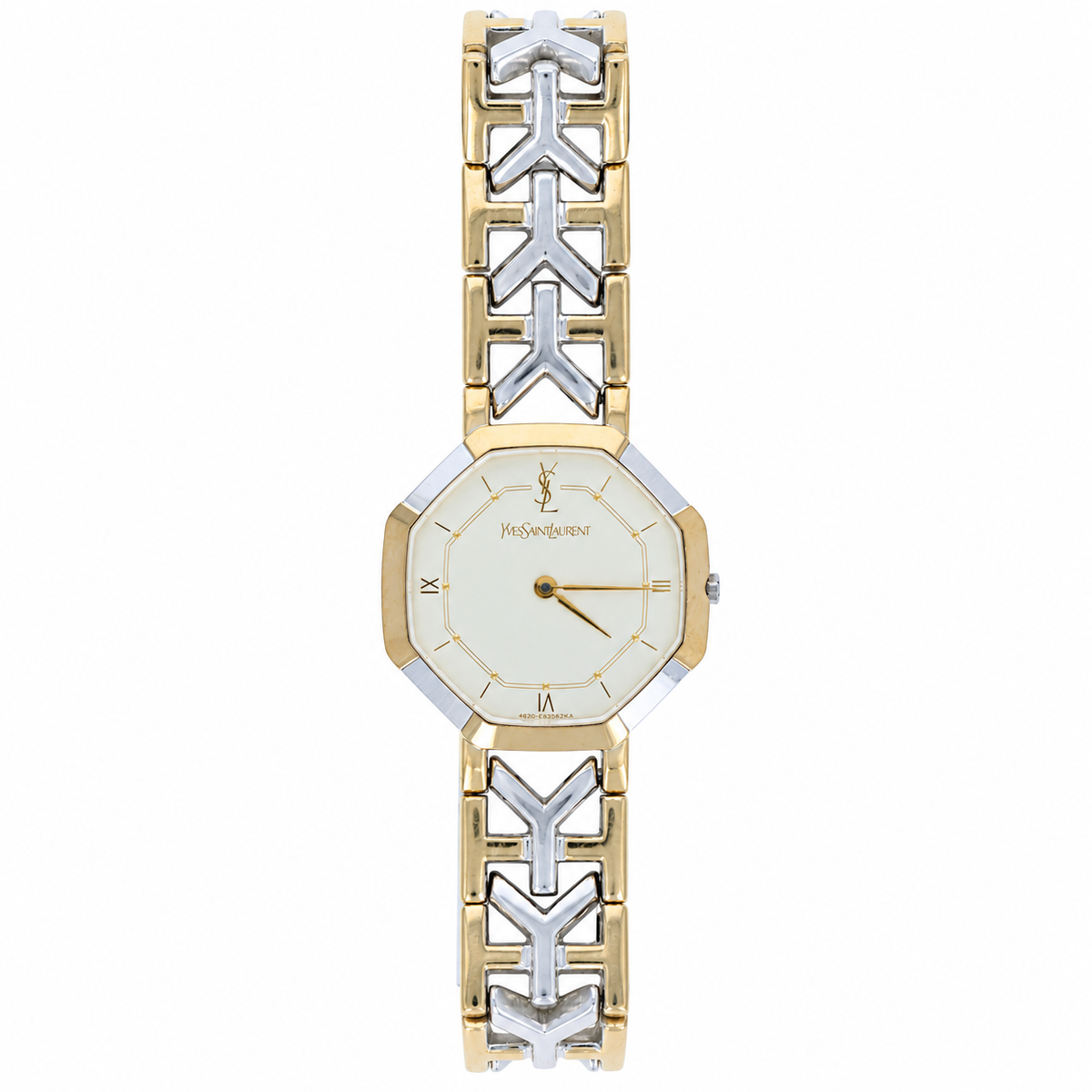 Yves Saint Laurent Octagon Two Tone Watch Large
