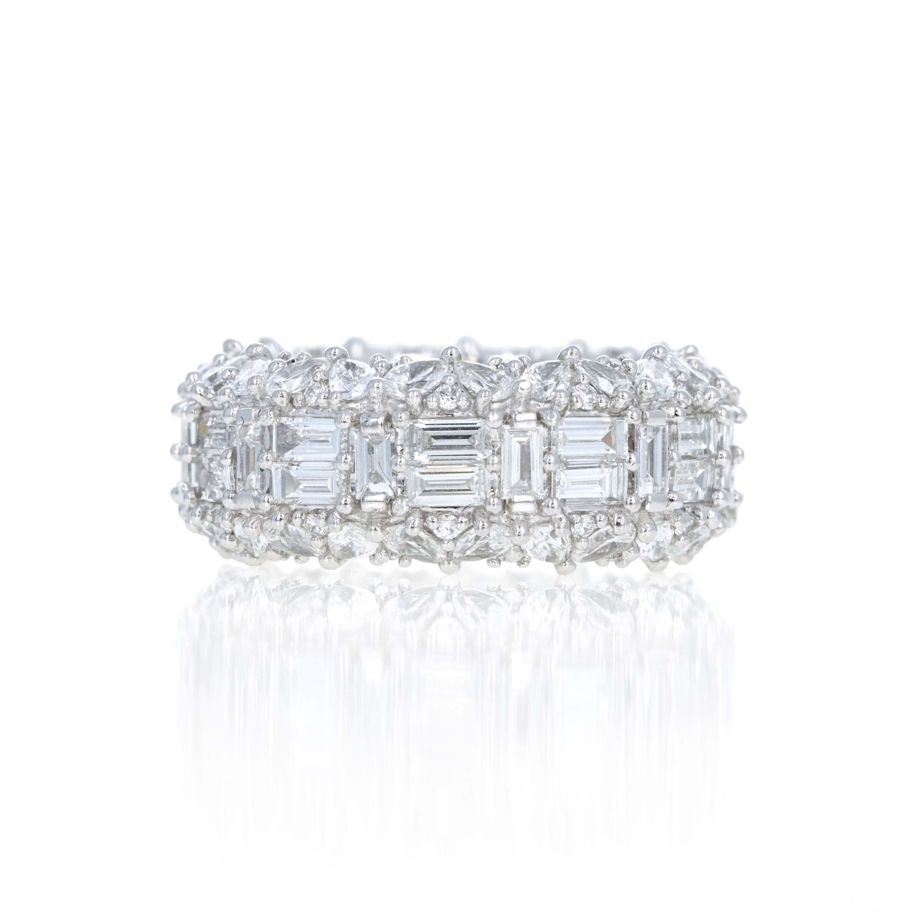Platinum 5.36 Carat Diamond Fancy Shape Pave Band - Queen May