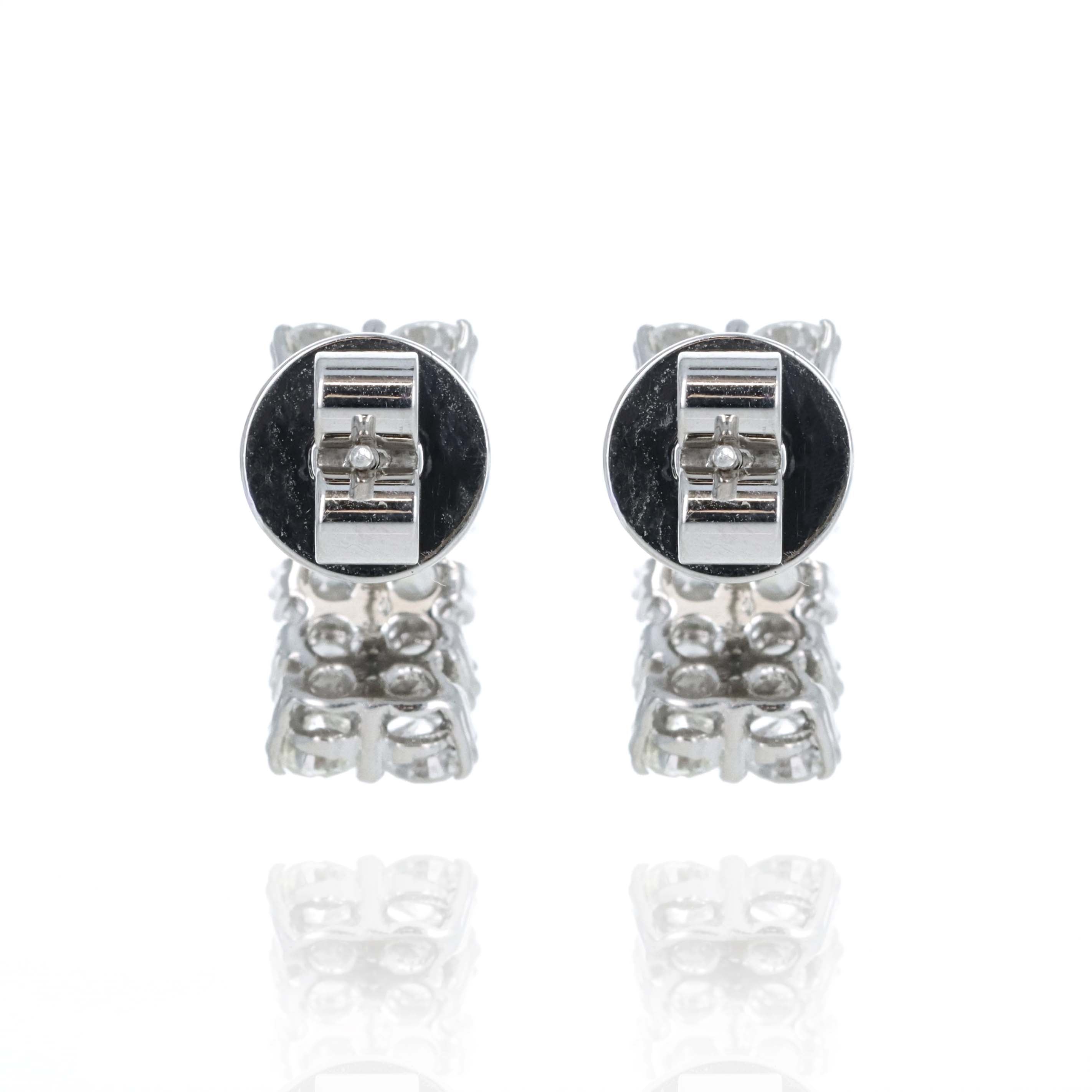 14K White Gold 2.70 Carat Diamond Pave Earrings - Queen May