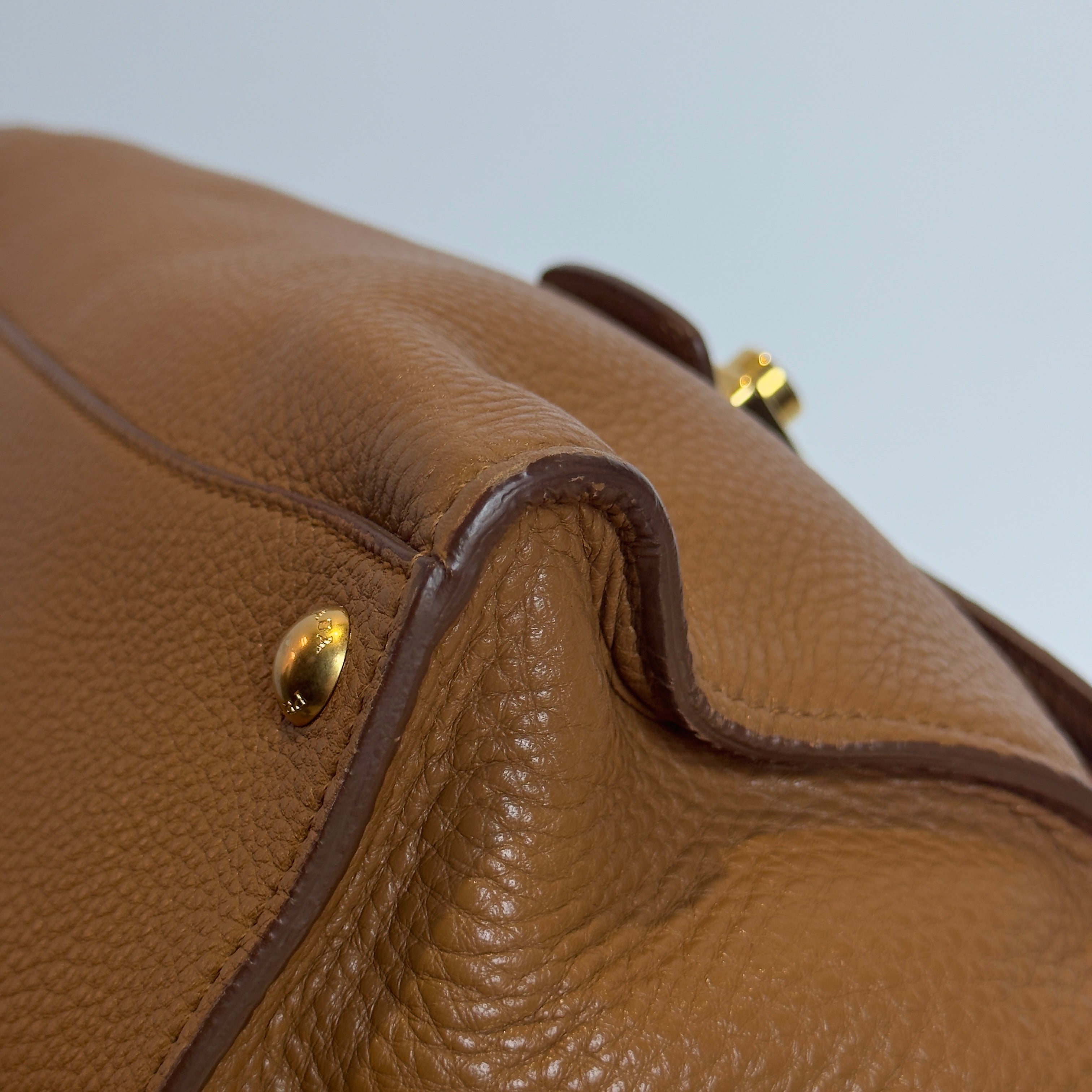 Prada Brown Leather Top Handle Bag
