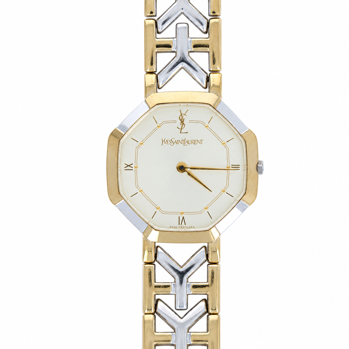 Yves Saint Laurent Octagon Two Tone Watch Large