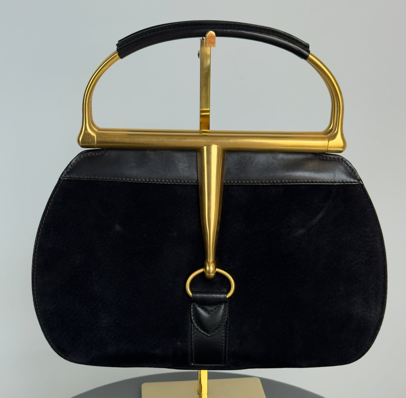 Ultra Rare Vintage Gucci Snafflebit Bag Black Suede - Queen May
