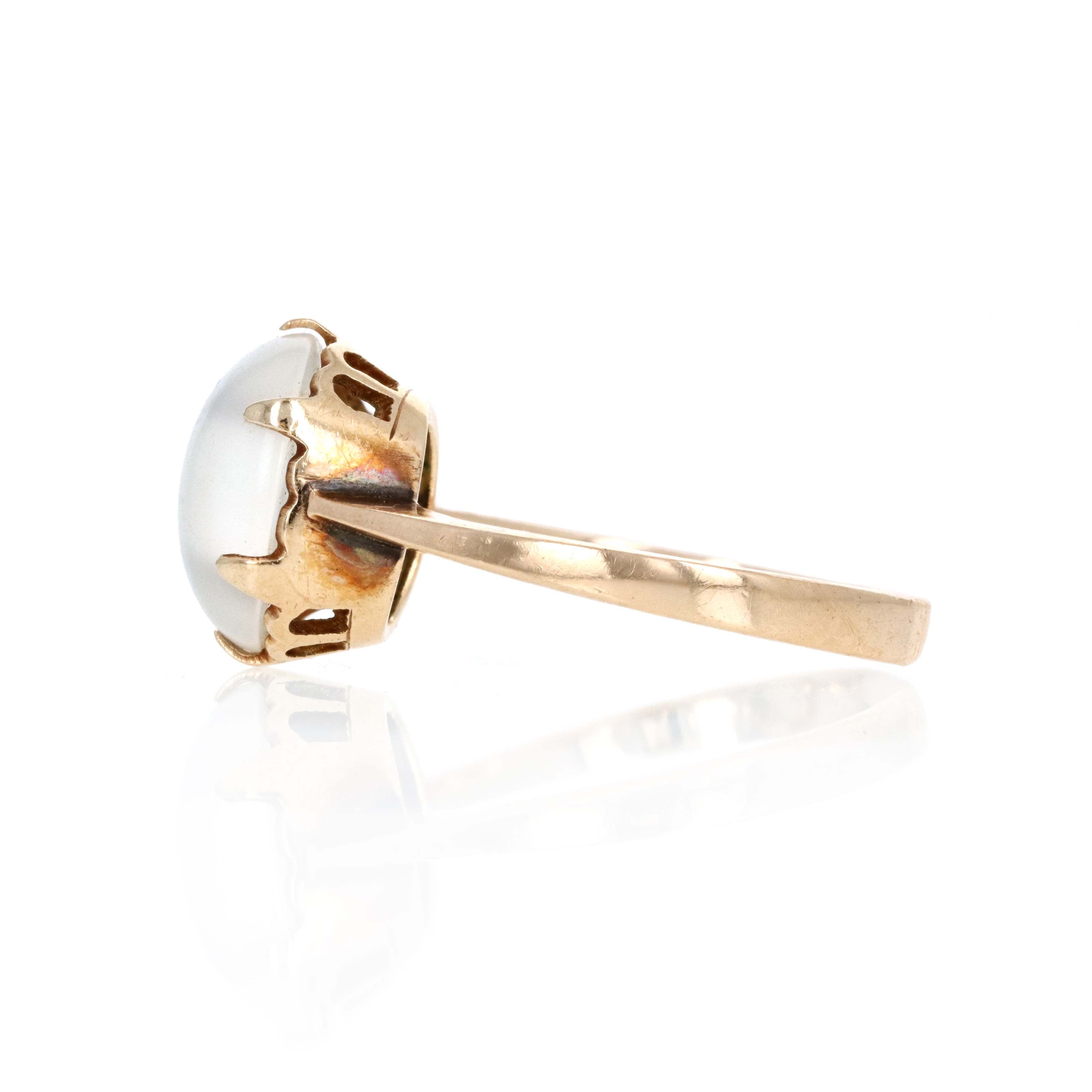 Victorian 14K Yellow Gold 3 Carat Moonstone Ring - Queen May