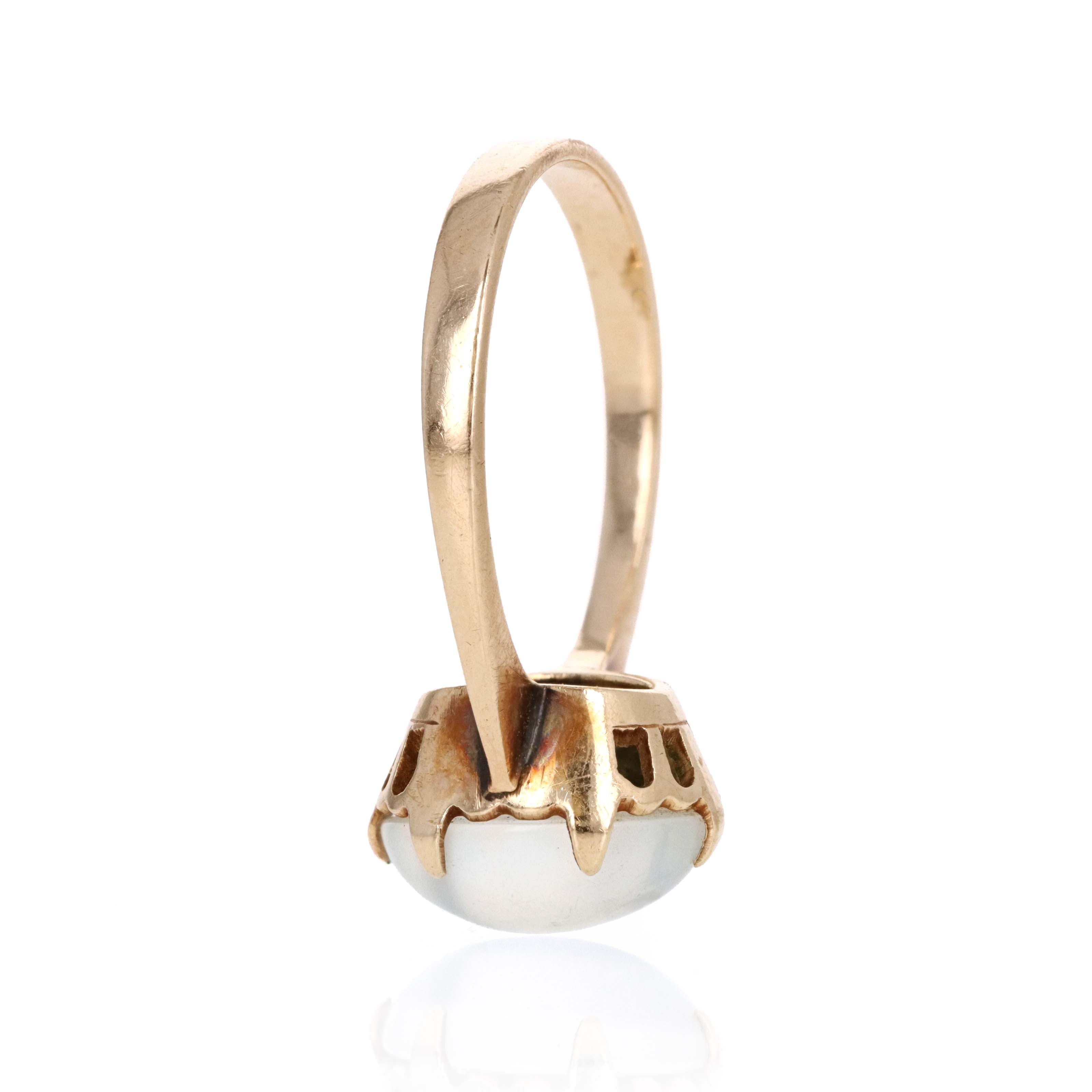Victorian 14K Yellow Gold 3 Carat Moonstone Ring - Queen May