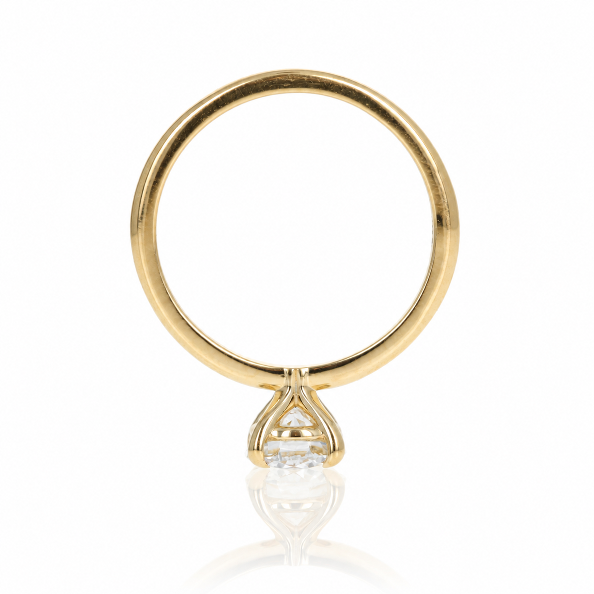 14K Yellow Gold 0.96 Carat Round Brilliant Diamond Engagement Ring - Queen May