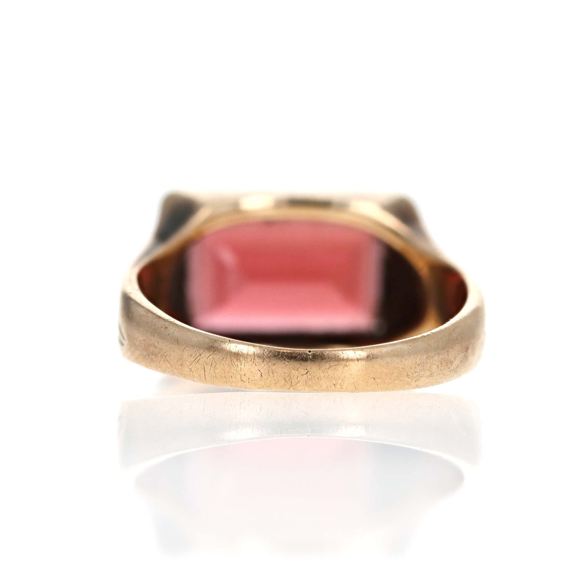 Victorian 10K Yellow Gold 2.25 Carat Rectangular Step Cut Garnet Ring - Queen May