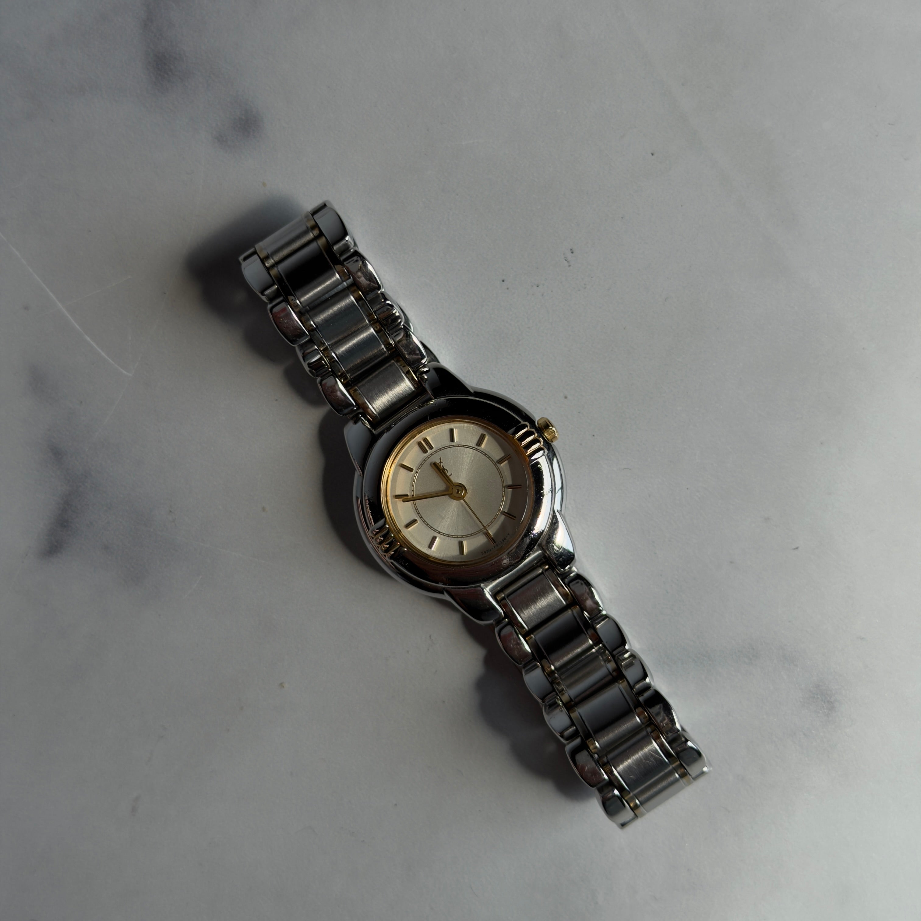 Vintage Yves Saint Laurent Two Tone Round Watch