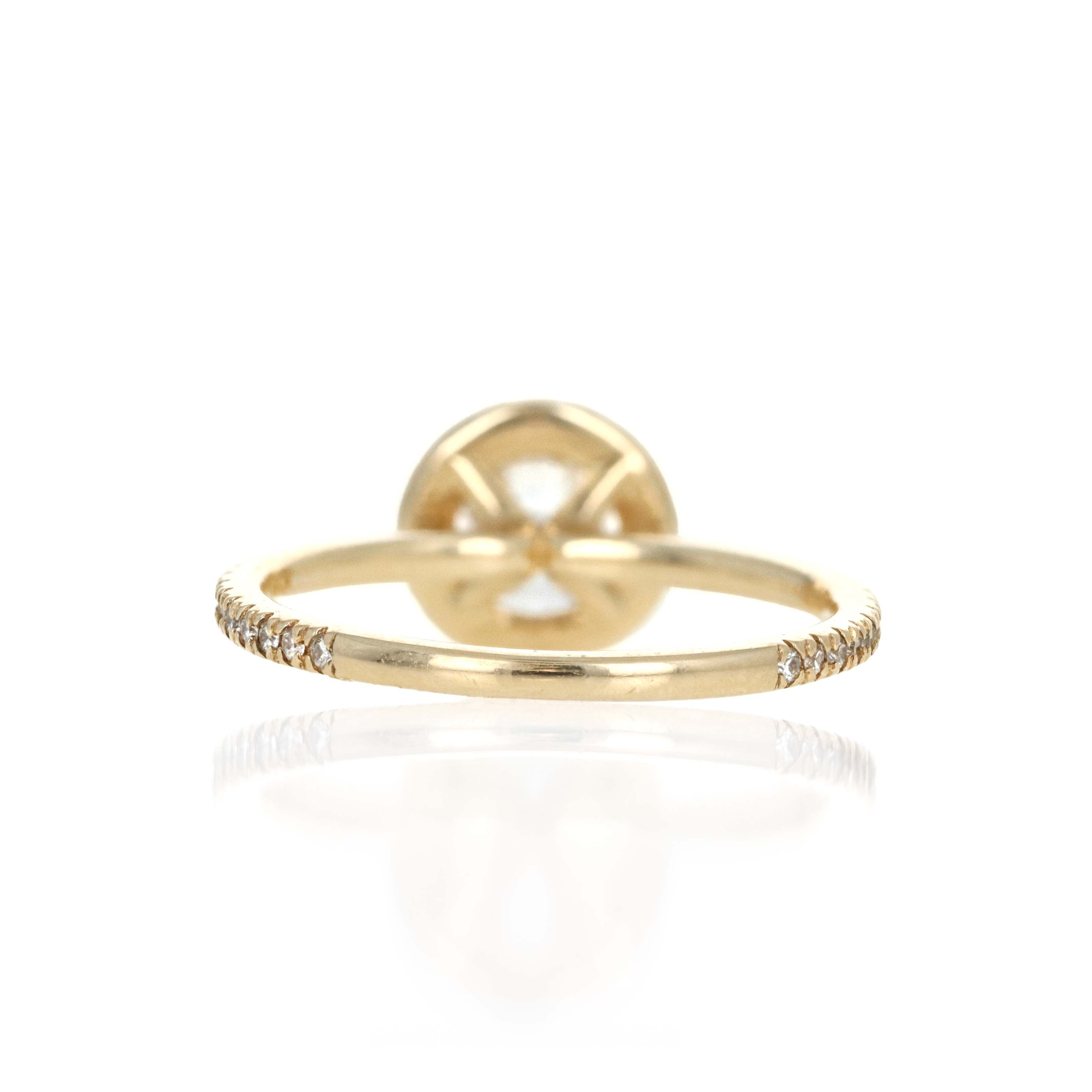 Lab Grown 1.07 Carat Round Brilliant Diamond Accented Engagement Ring 14K Yellow Gold - Queen May