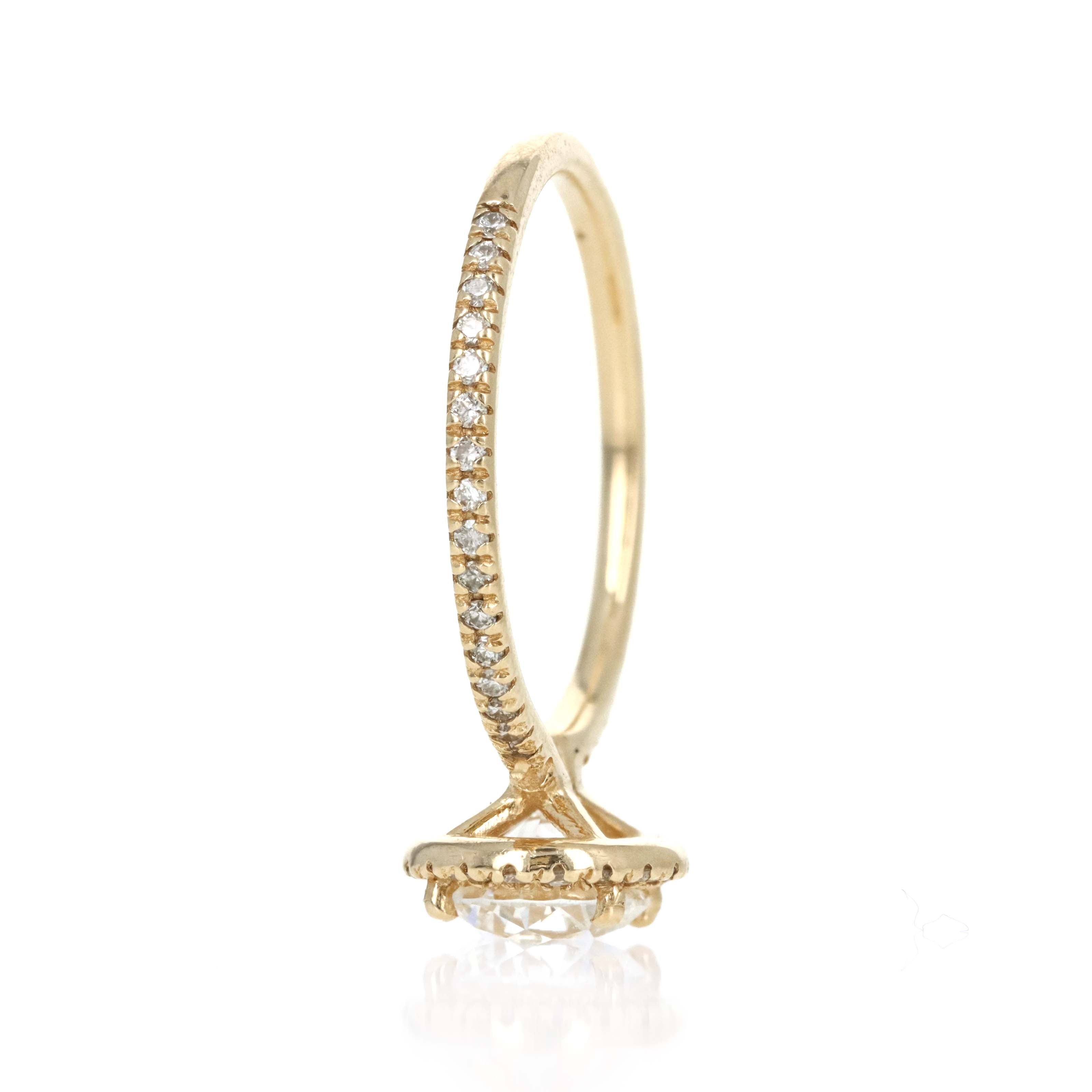 Lab Grown 1.07 Carat Round Brilliant Diamond Accented Engagement Ring 14K Yellow Gold - Queen May